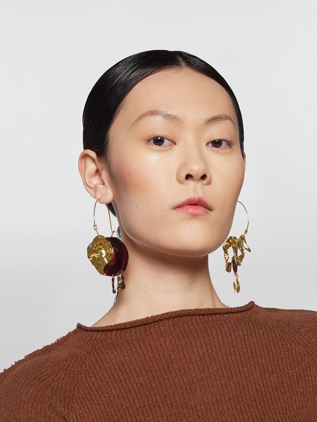 AIR EARRINGS IN BRASS WITH WAVY DISKS - 2