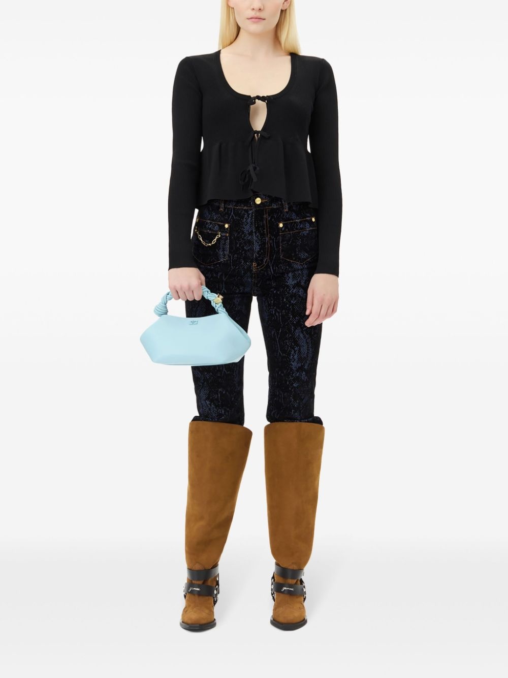 tie fastening long sleeve cardigan - 2