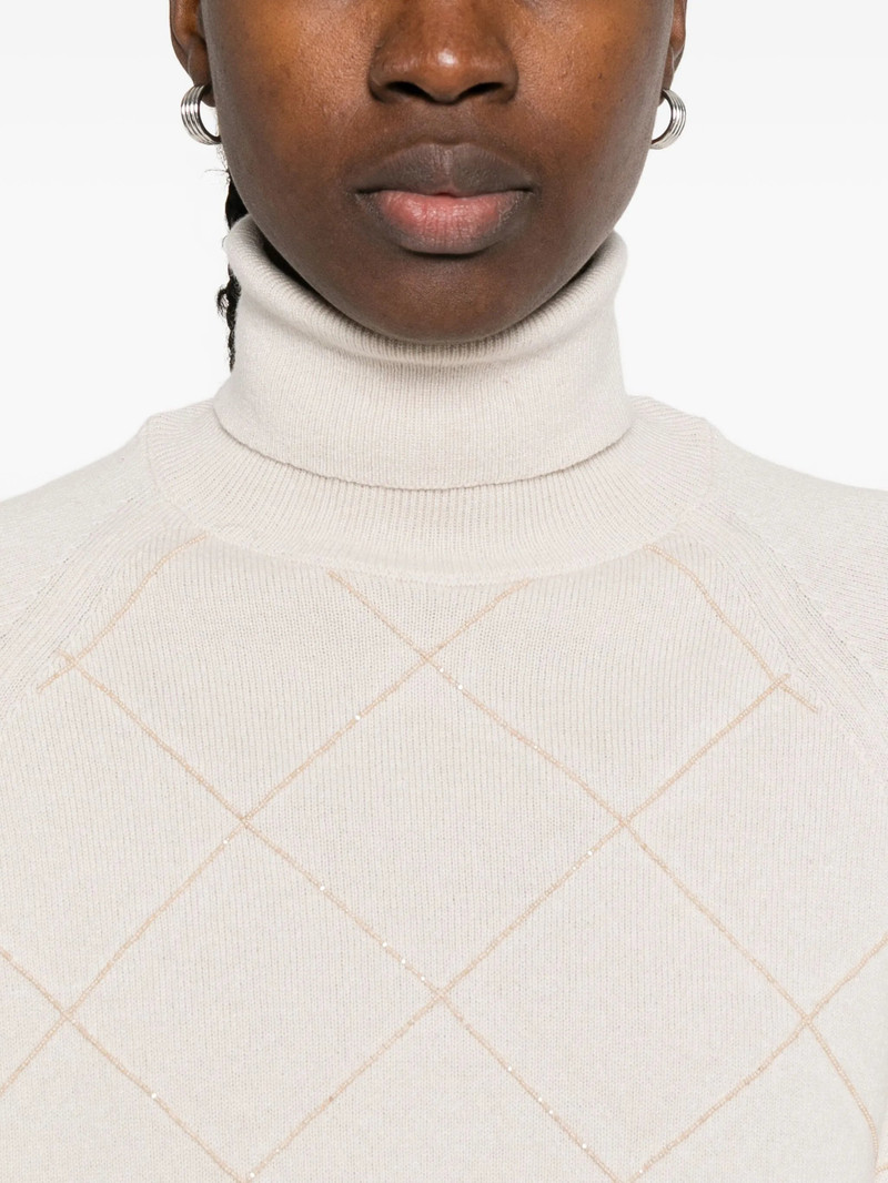 Peserico Diamond-pattern Turtleneck Sweater 4