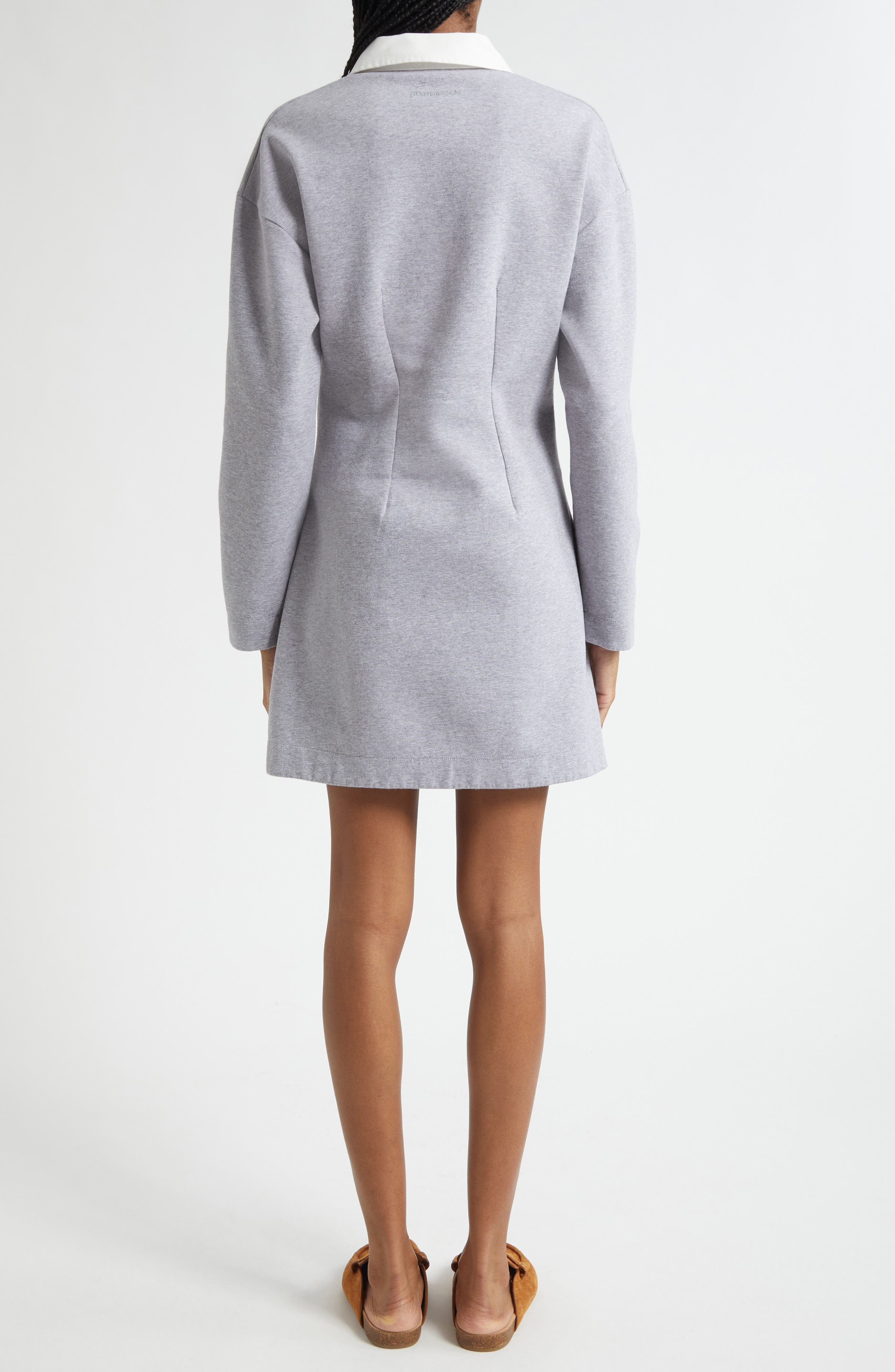 JW Anderson Long Sleeve Polo Minidress in 945 Mid Grey Melange at Nordstrom - 3
