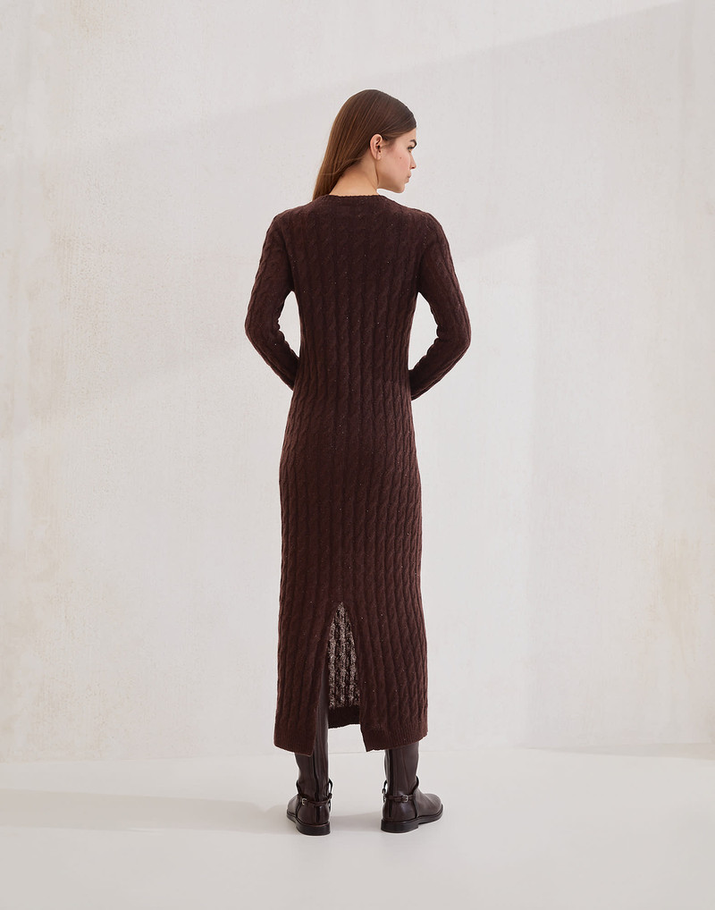 Brunello Cucinelli Mohair, cotton and wool dazzling cable knit dress outlook