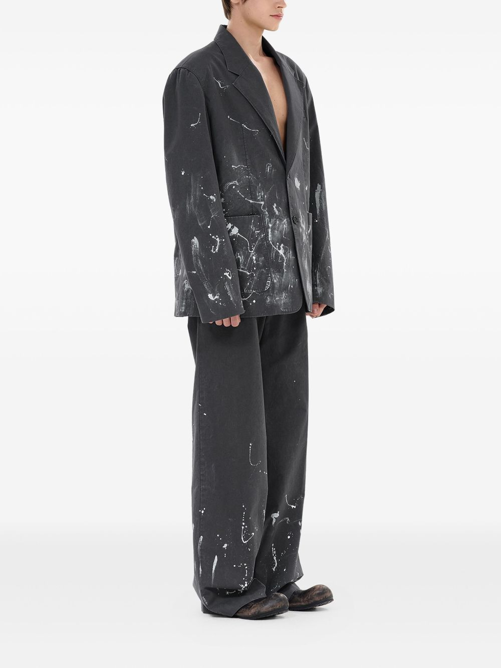 pleated paint-splatter trousers - 3