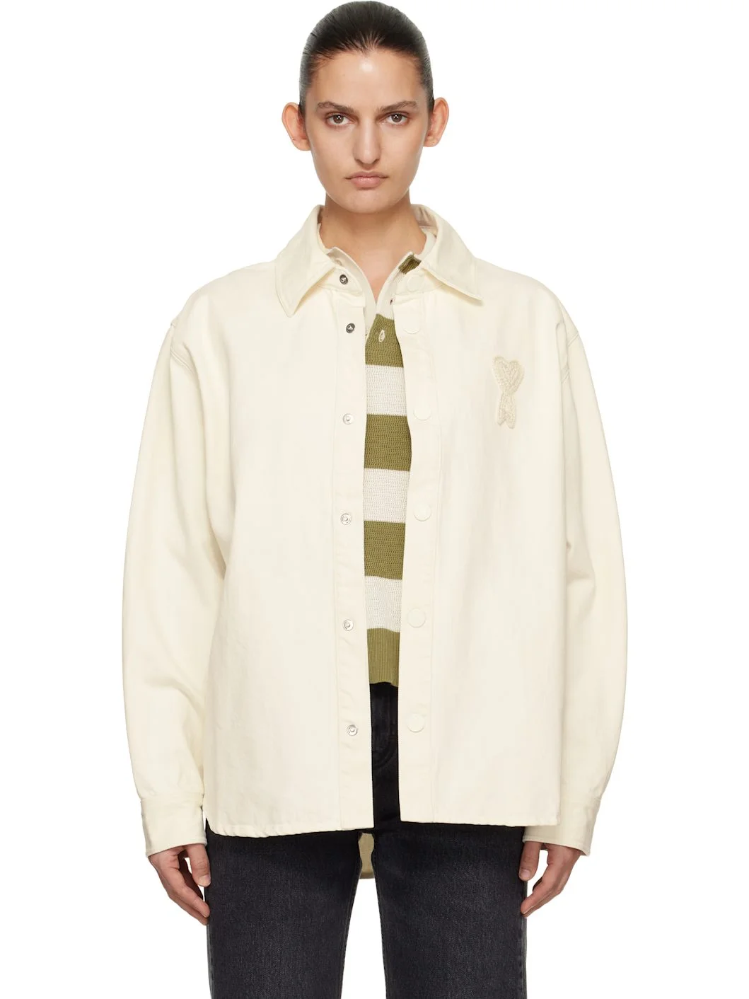 Off-White Cotton Knitted 'Ami de Coeur' Overshirt - 1