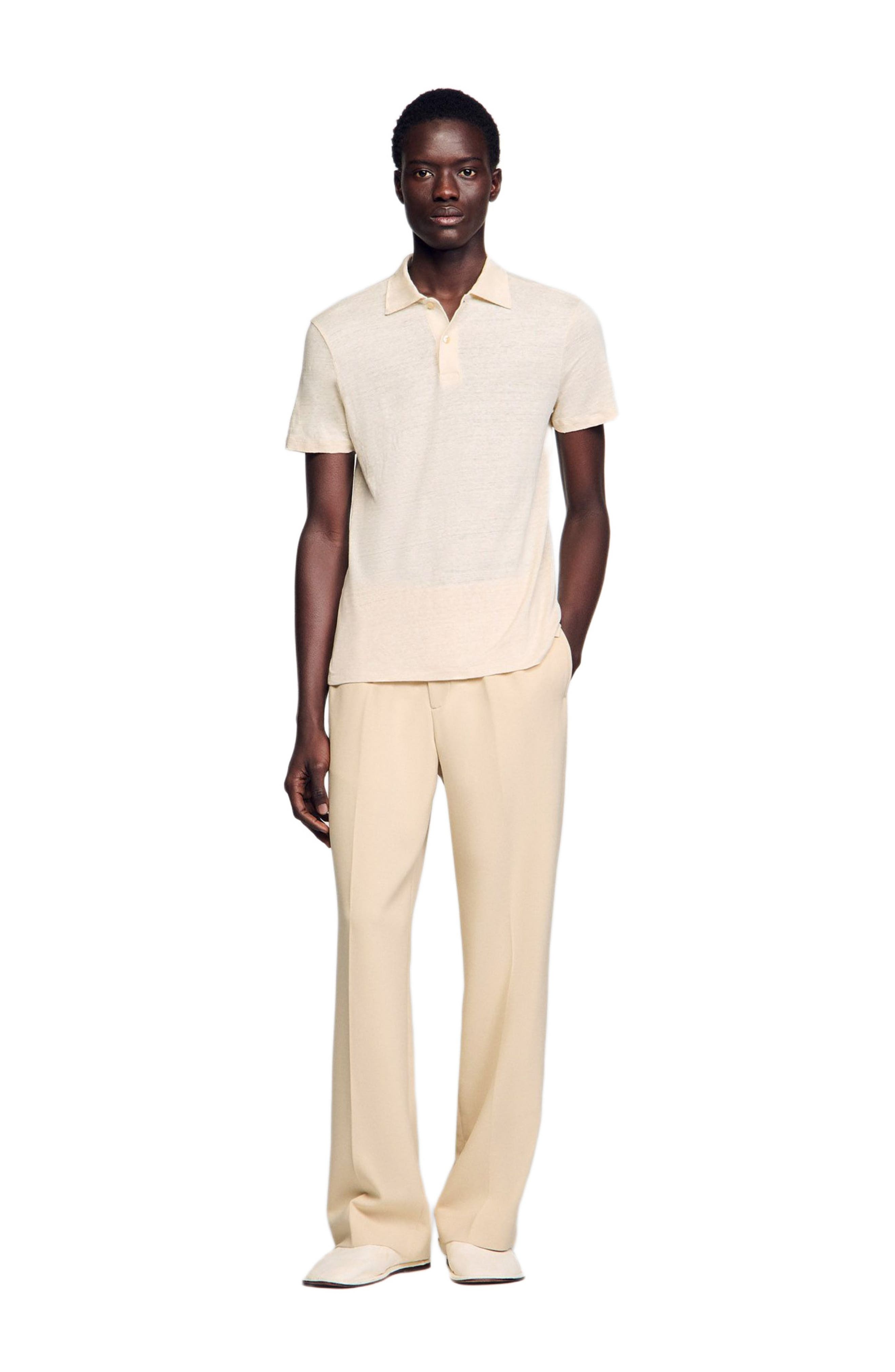 SANDRO Linen polo shirt in Ivory. at Nordstrom - 1