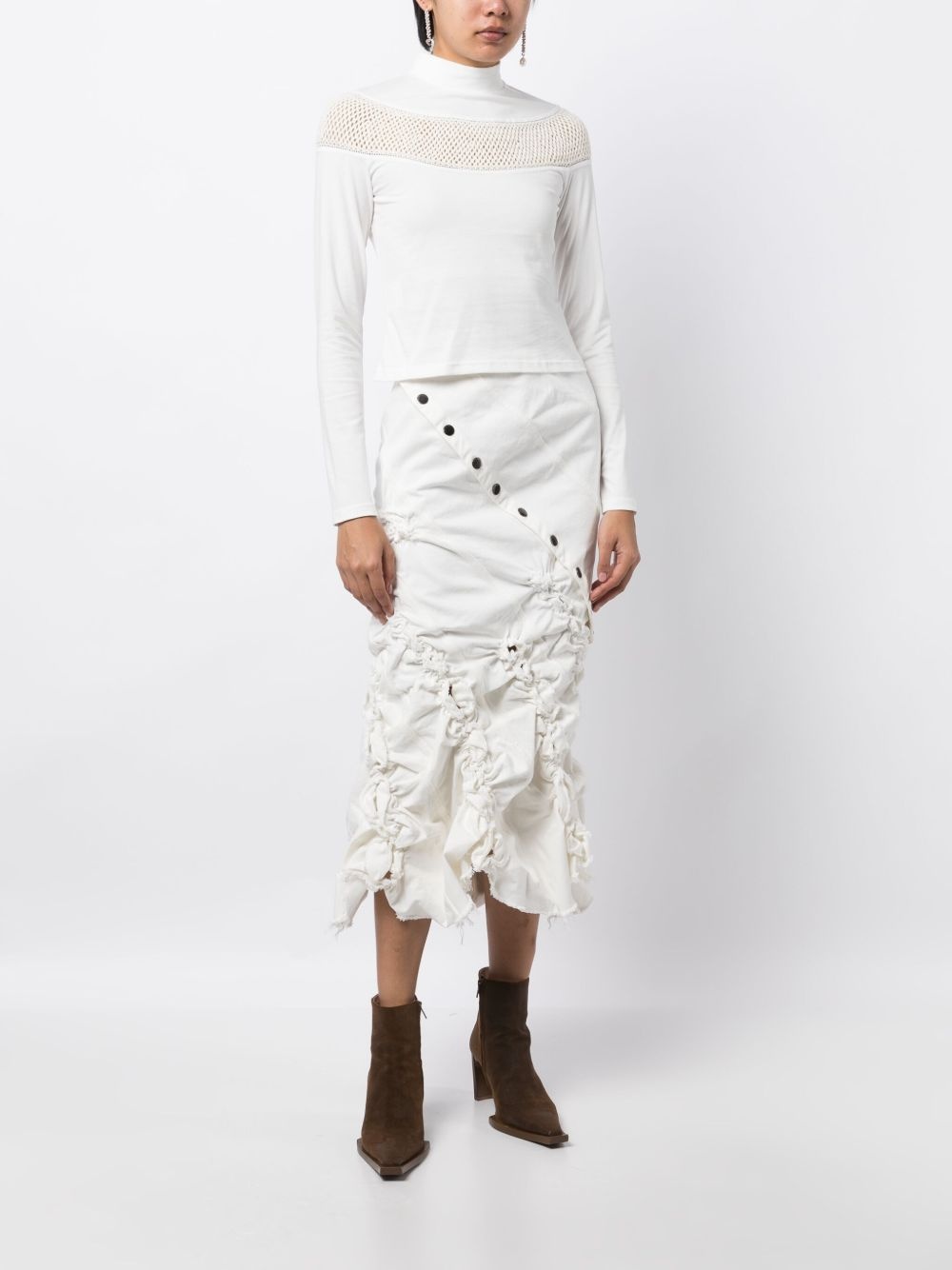 long-sleeve crochet-knit T-shirt - 2