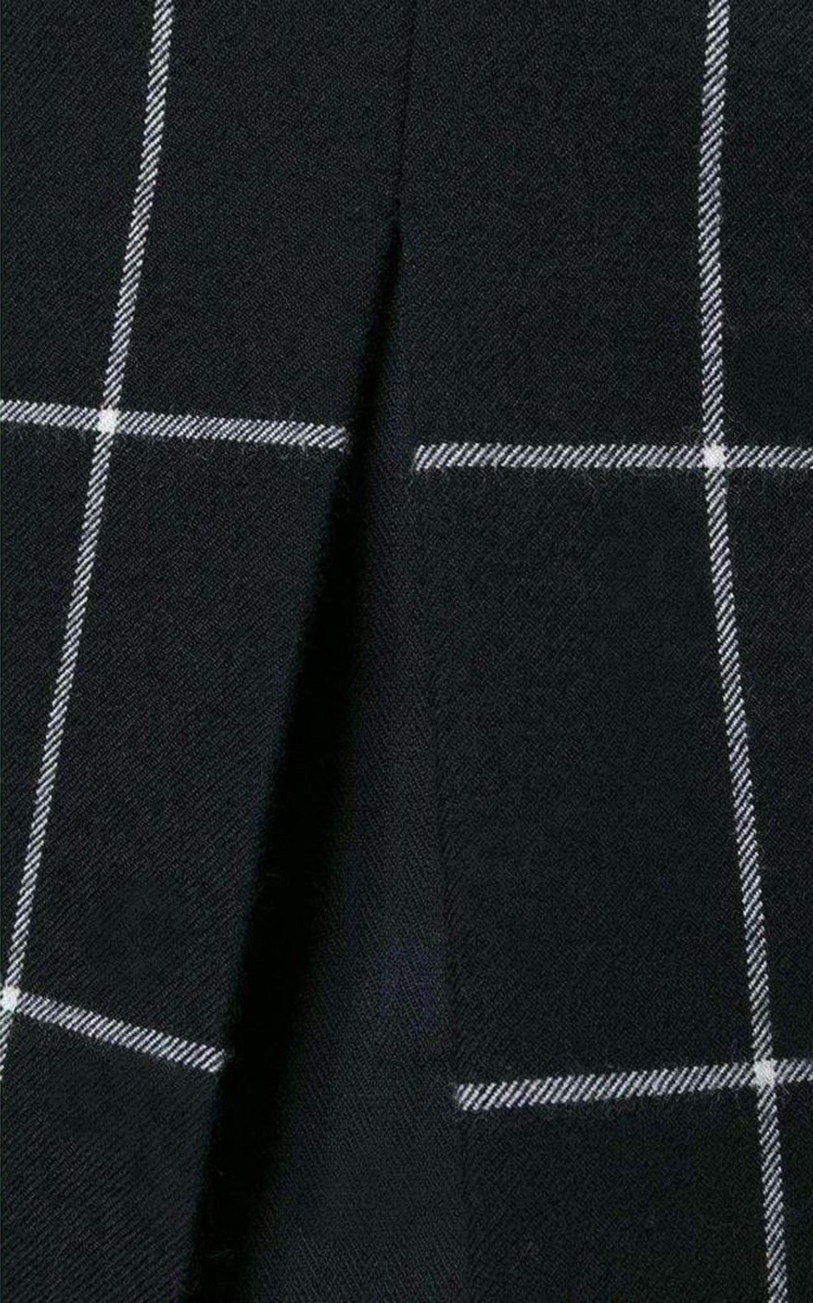 Cotton Twill-Paneled Checked Wool Skirt - 6