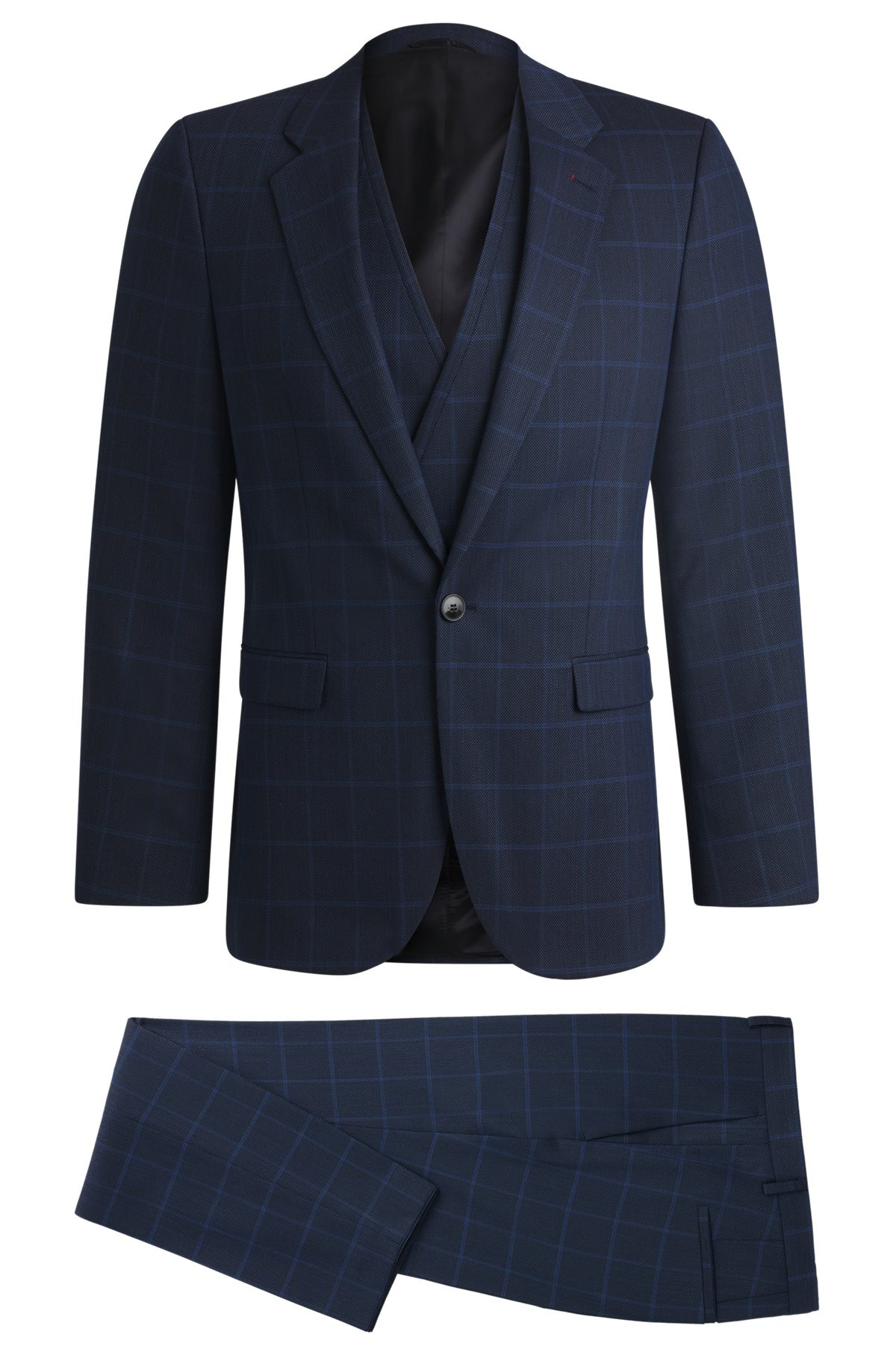 EXTRA-SLIM-FIT SUIT IN CHECKED PERFORMANCE-STRETCH CLOTH - 8