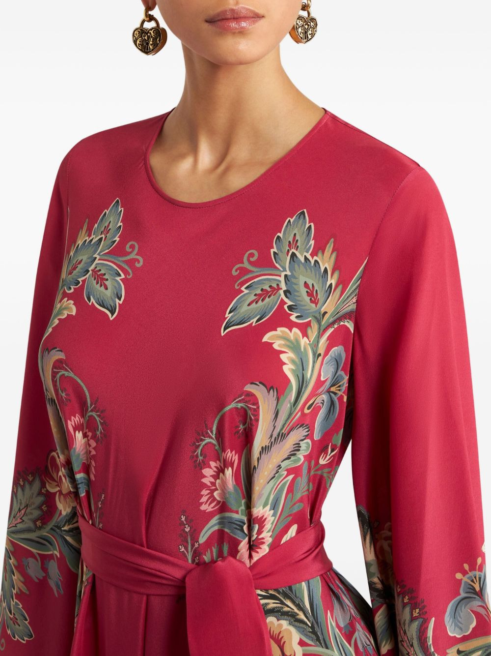 paisley-print belted maxi dress - 4