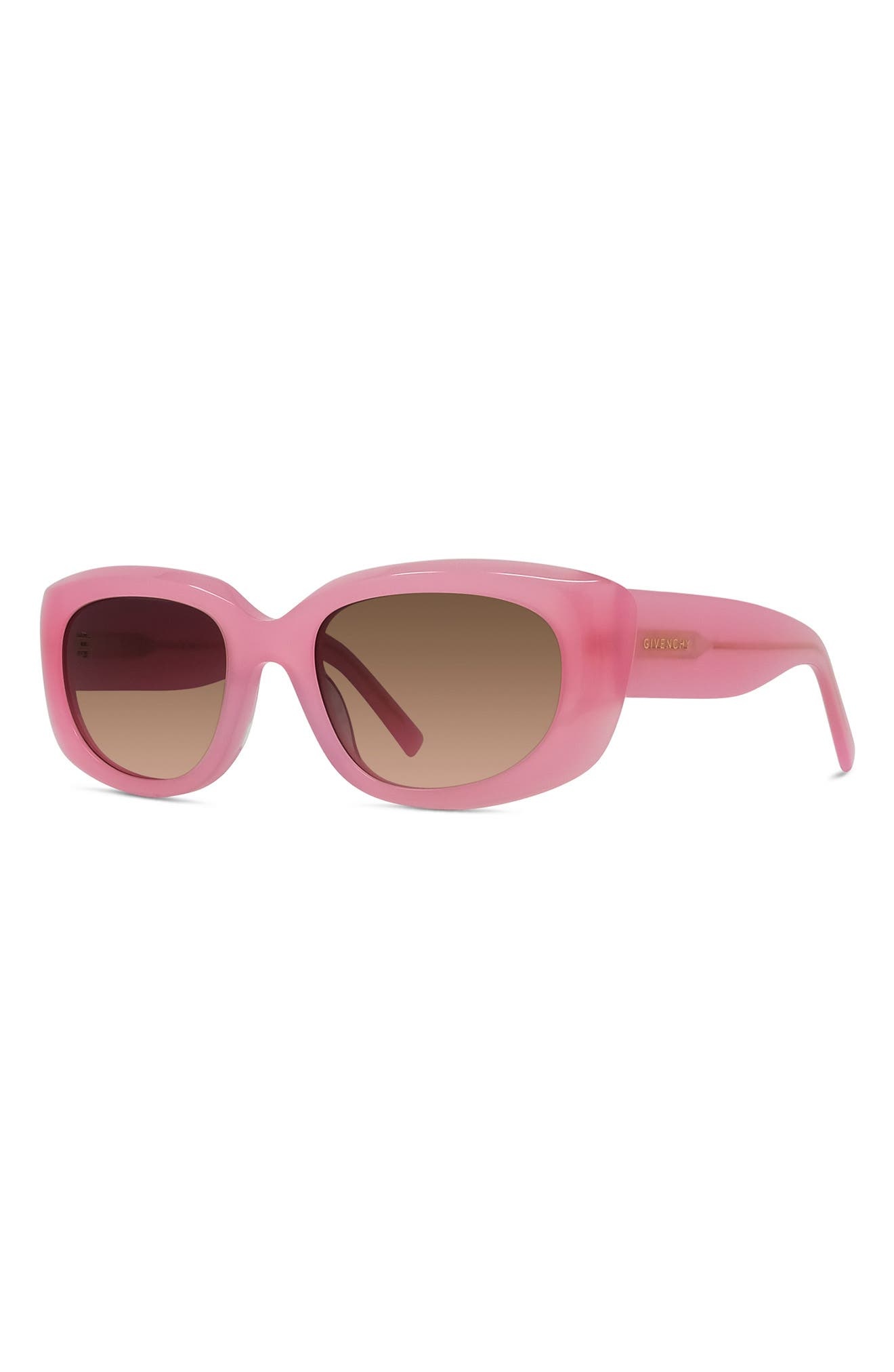 Givenchy GV Day 54mm Geometric Sunglasses in Shiny Pink /Gradient Brown at Nordstrom - 2
