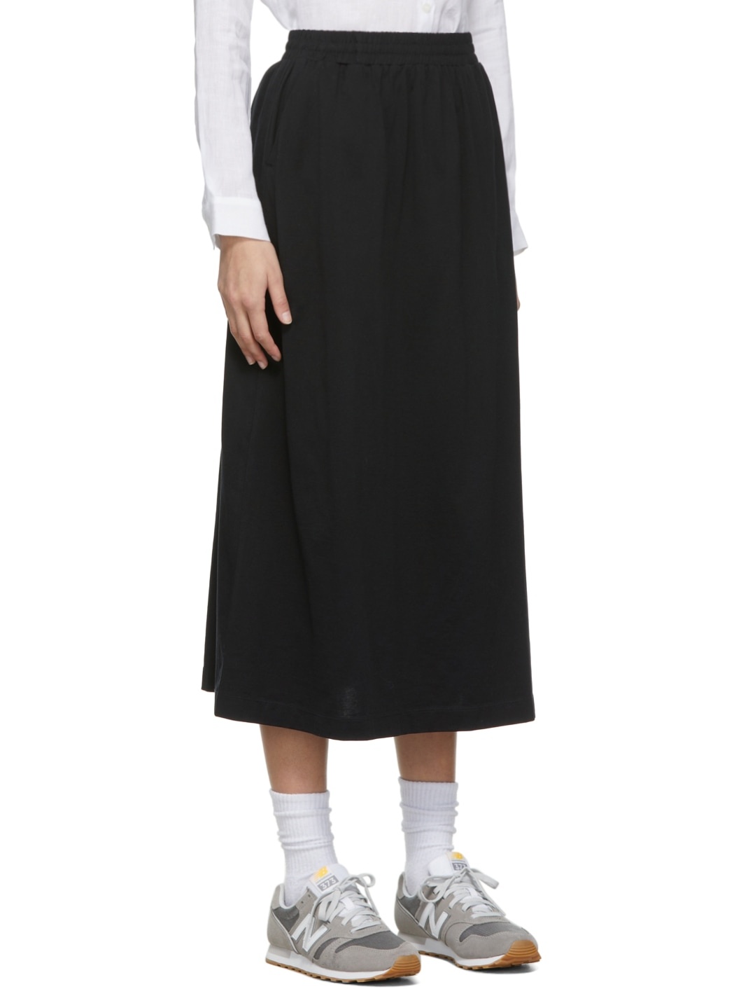 Black Cotton Drawstring Skirt - 2