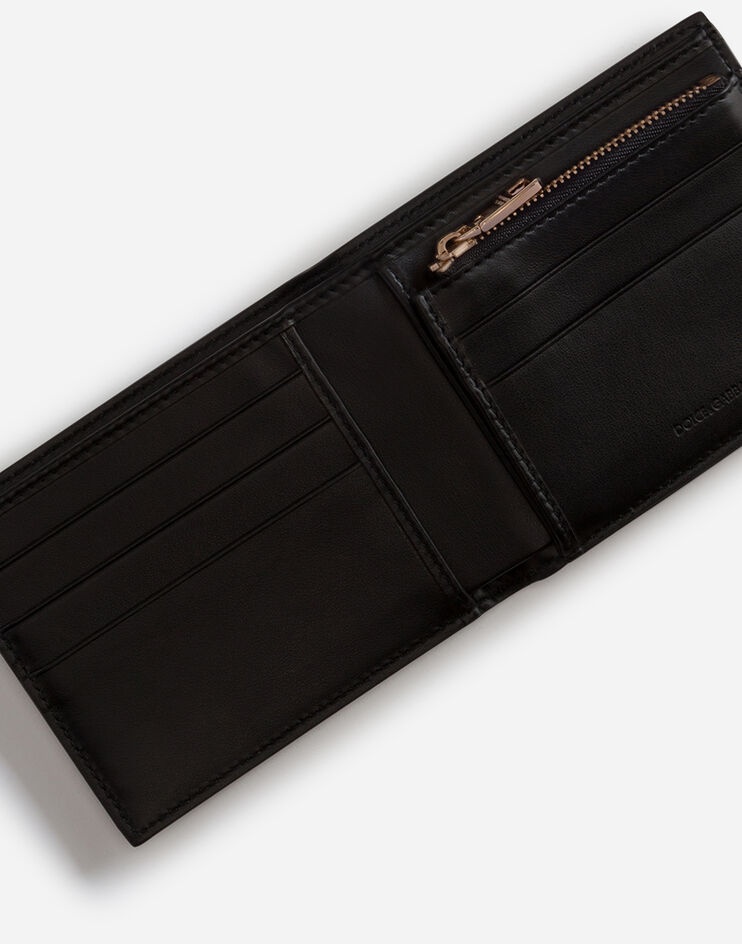 Calfskin bifold wallet with logo print - 4