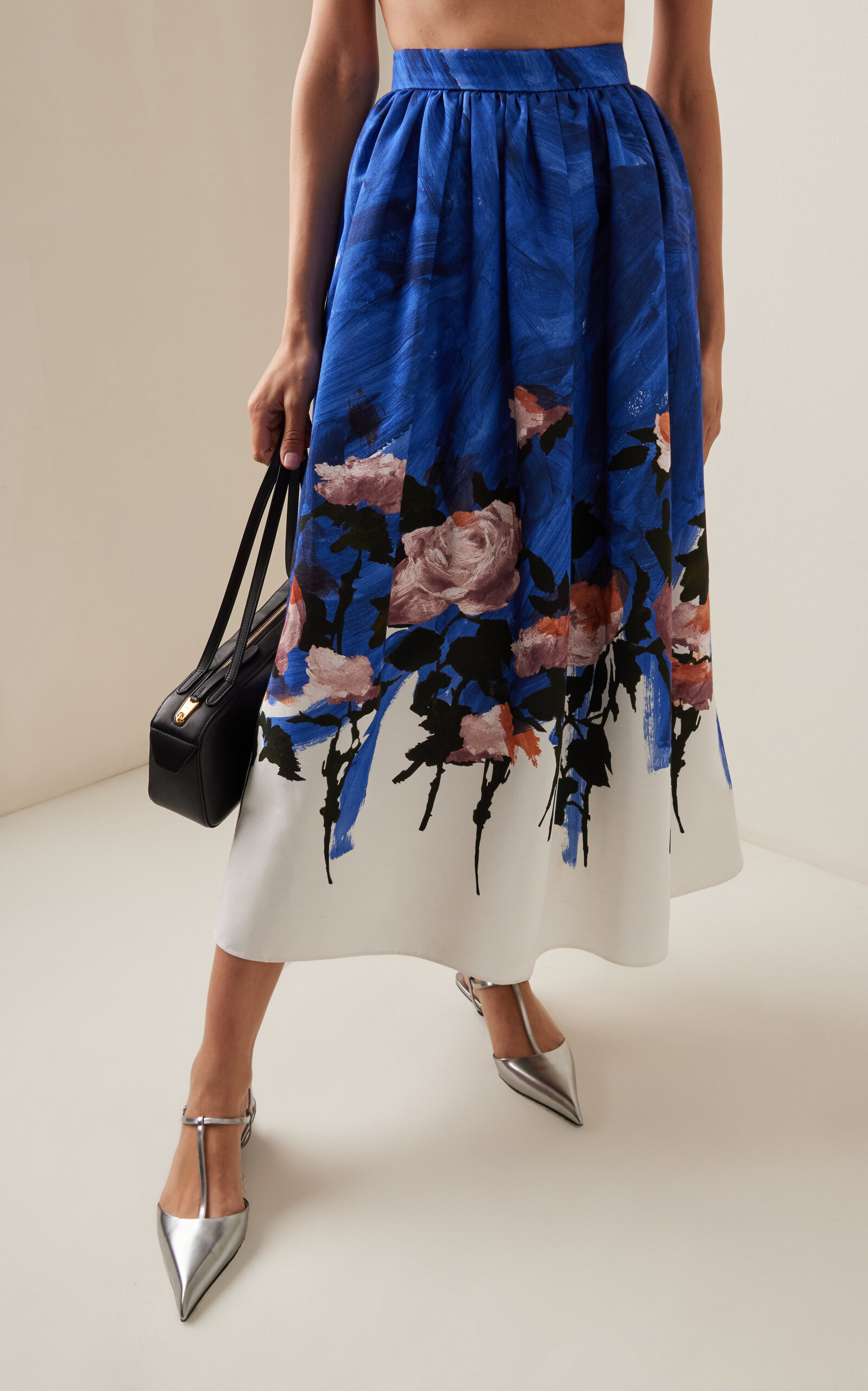Gathered Cotton-Blend Midi Skirt multi - 3