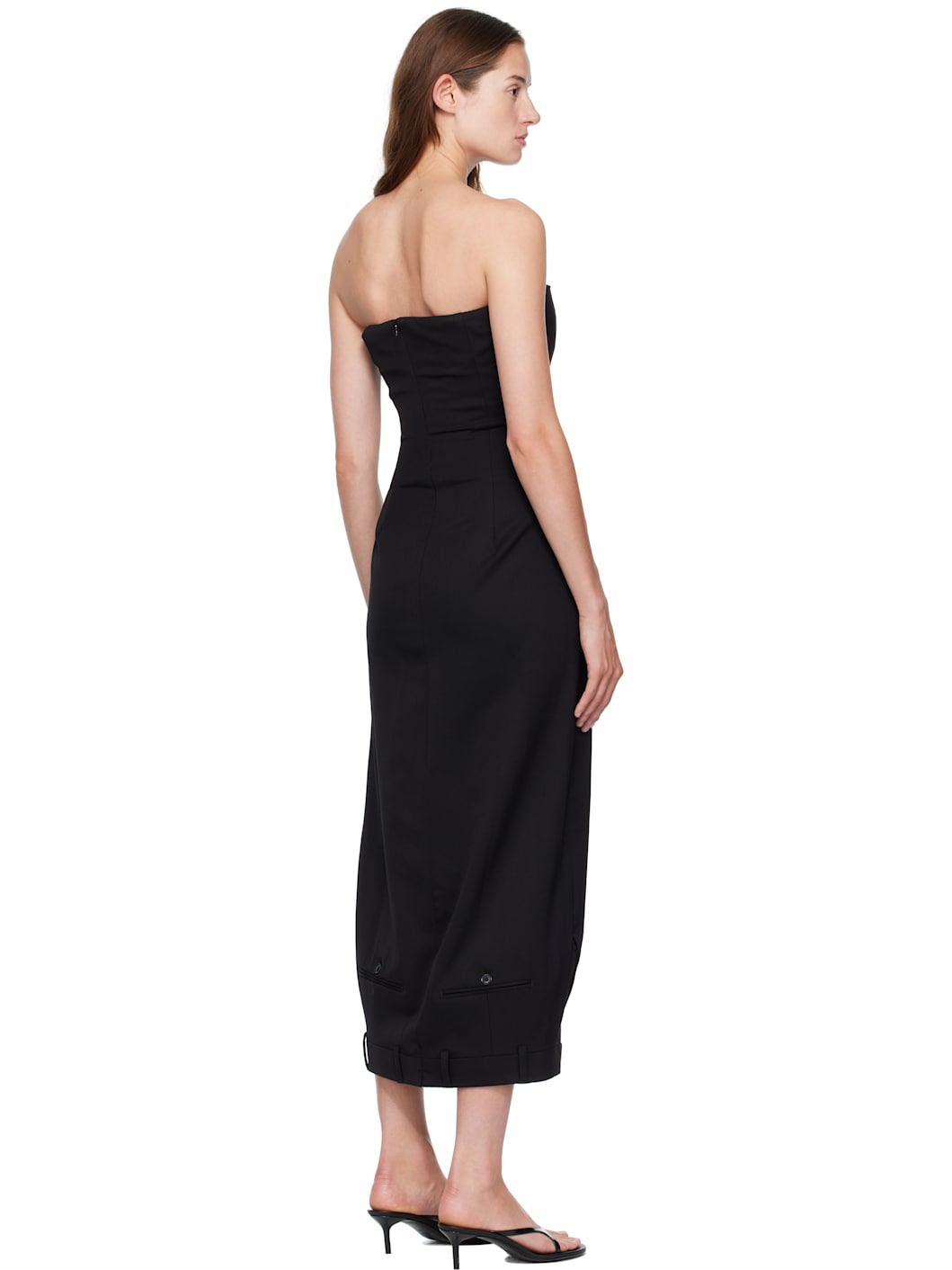 Black Upside-Down Tailored Pantadress Maxi Dress - 3