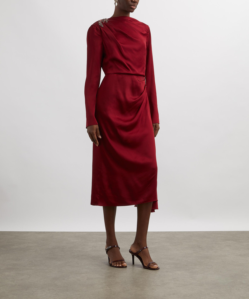 Erdem Embellished Satin Cady Midi Dress outlook