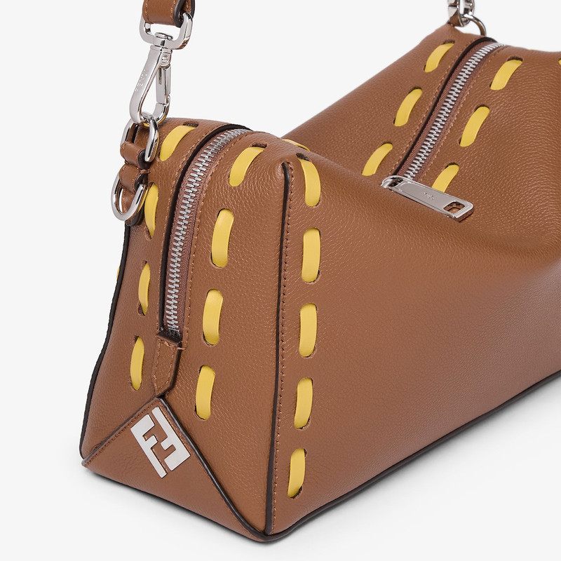 Fendi Lui Medium Tan-color leather bag with oversize, hand-sewn Selleria topstitches 5