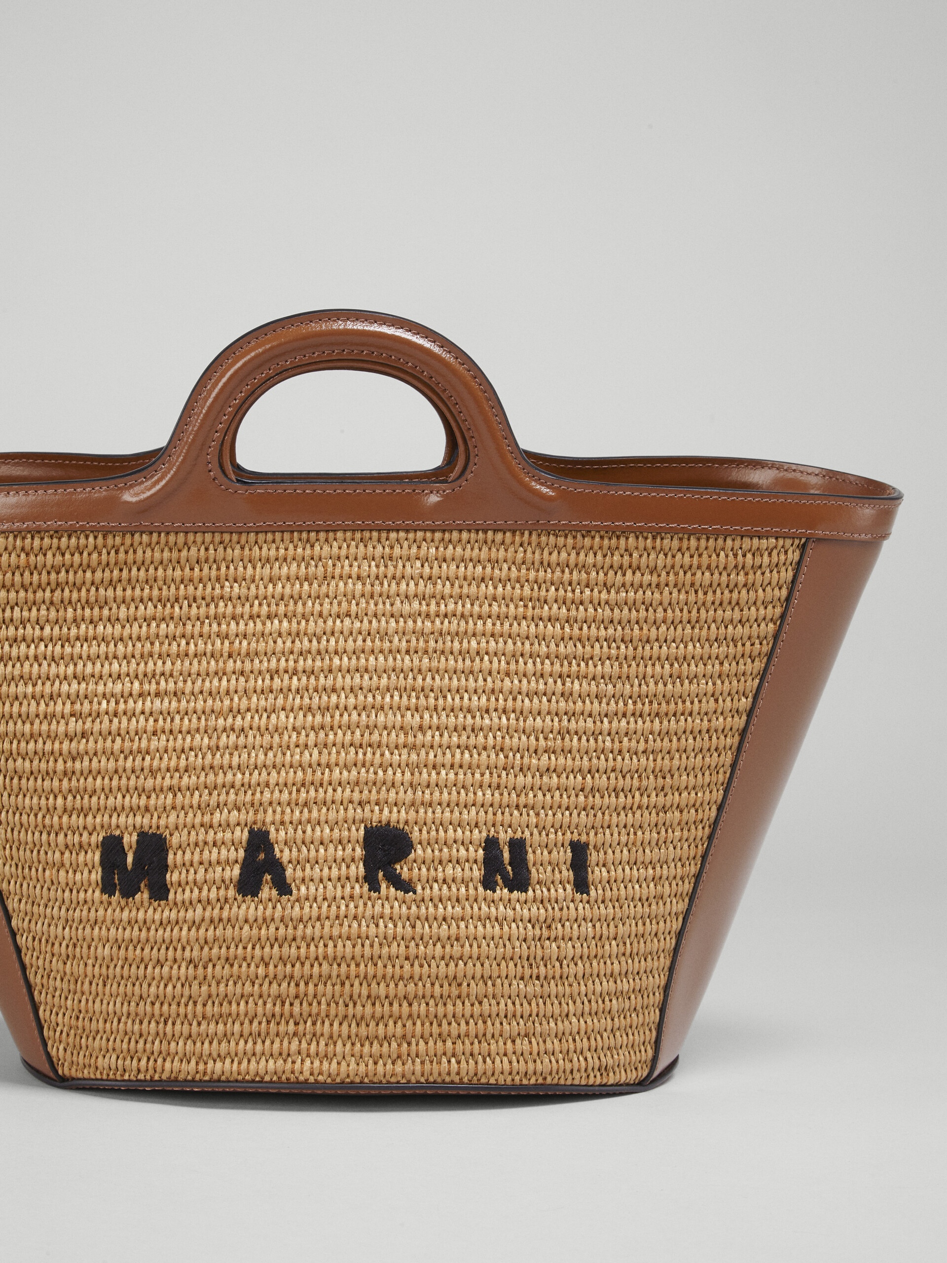 TROPICALIA SMALL BAG IN BROWN LEATHER AND RAFFIA - 4