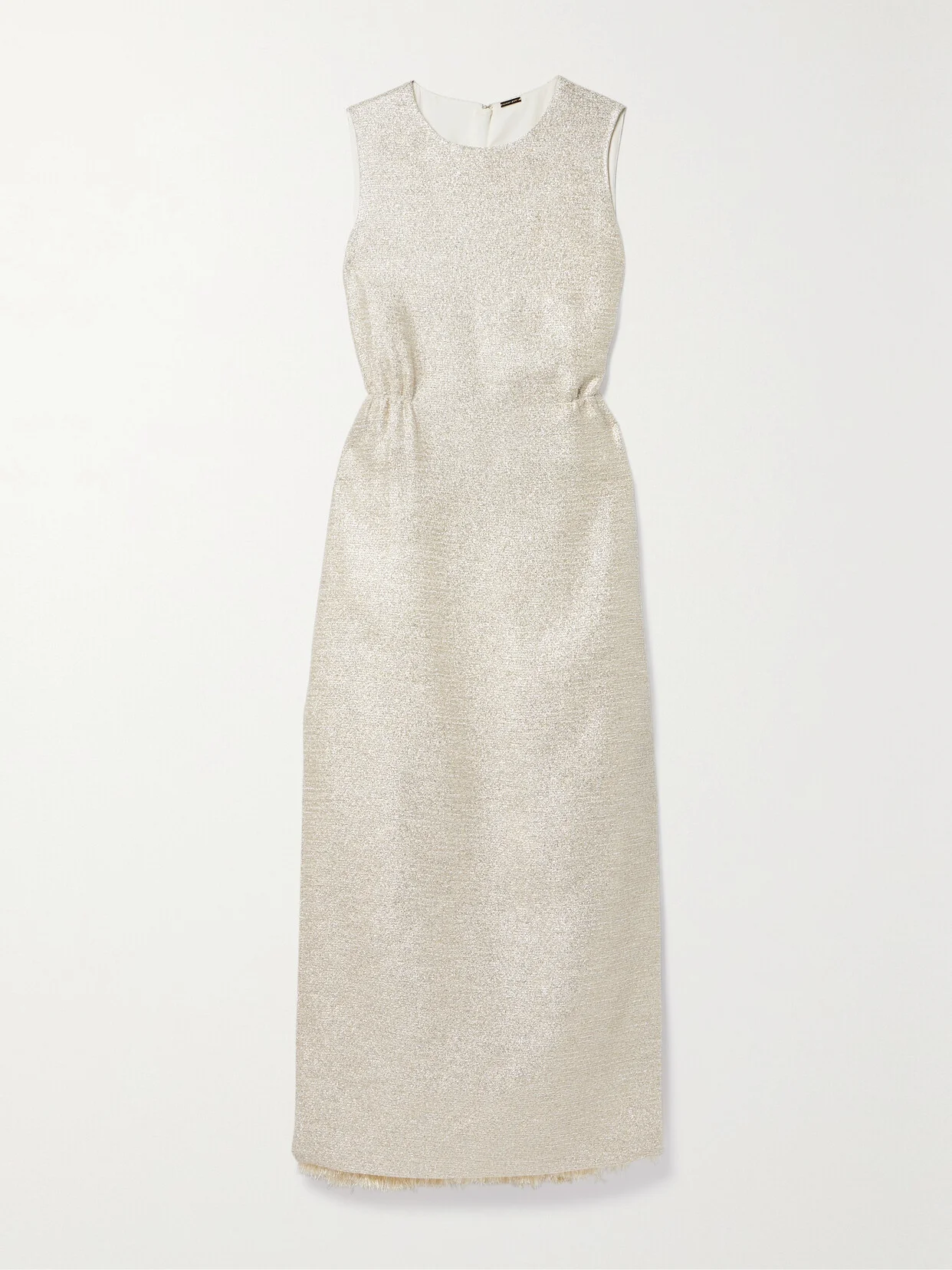 Fringed Metallic Tweed Maxi Dress - 1