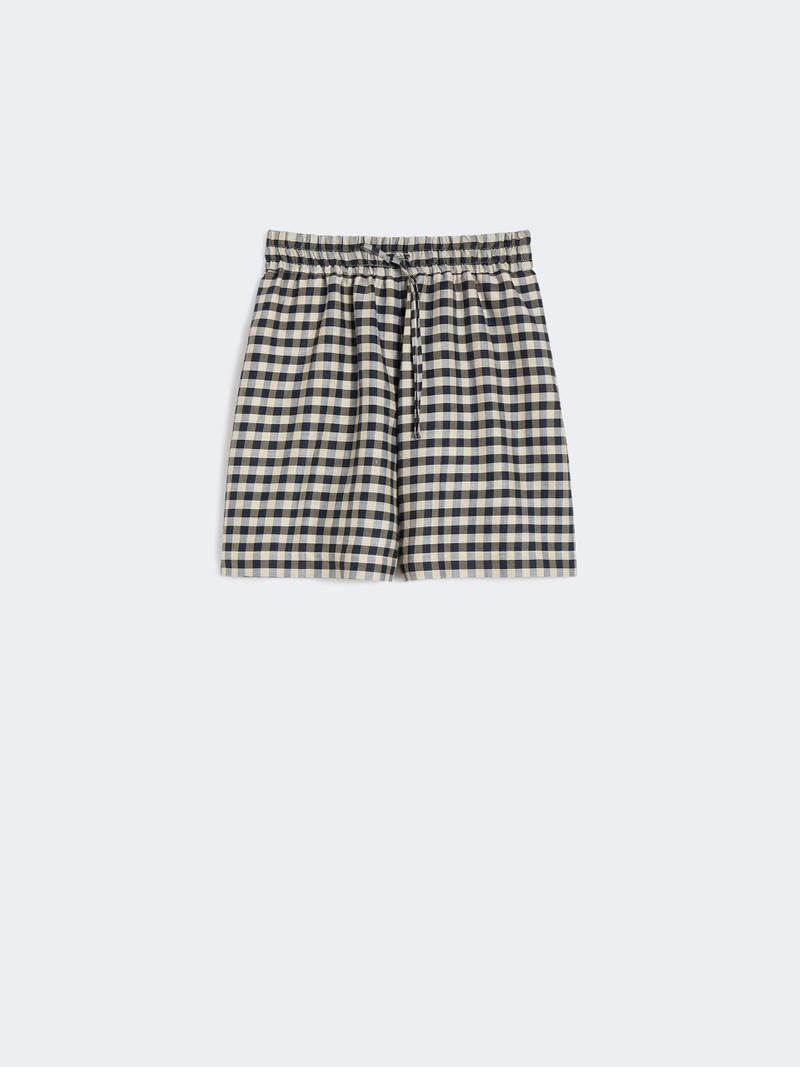 WKIASTRALE Vichy ramie and cotton Bermuda shorts - NAVY 1