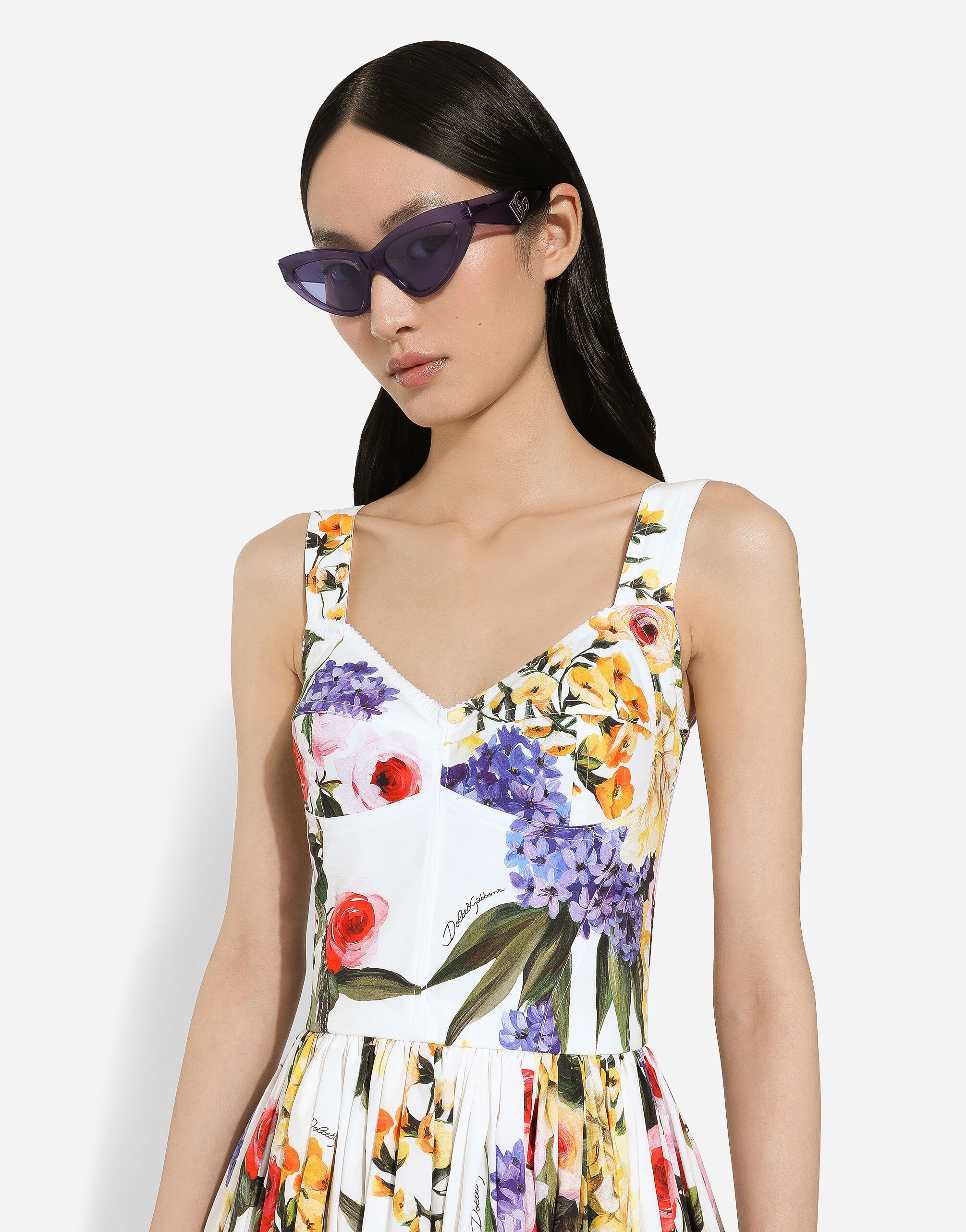 【Dolce & Gabbana】ガーデニア ショートコットンサンドレス Dolce & Gabbana Short cotton corset dress with garden print