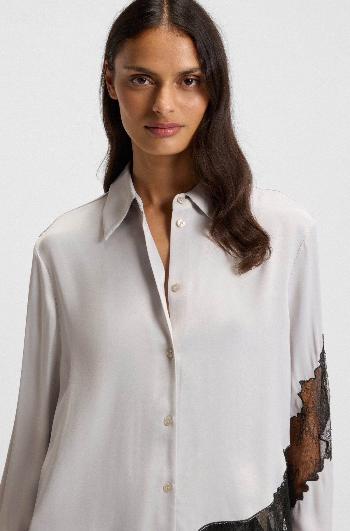 REGULAR-FIT BLOUSE WITH LACE DETAILS - 4