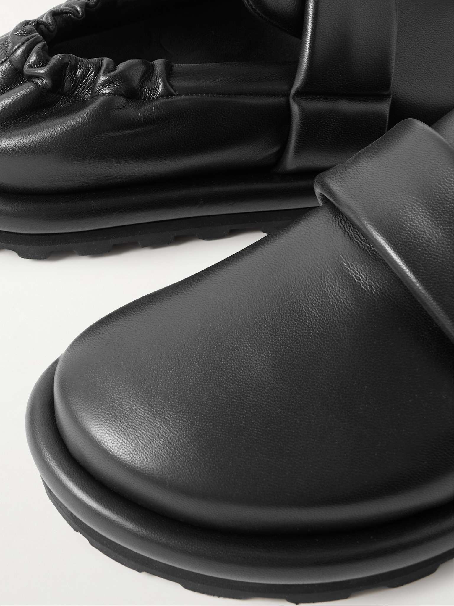 Puffy Padded Leather Mules - 6