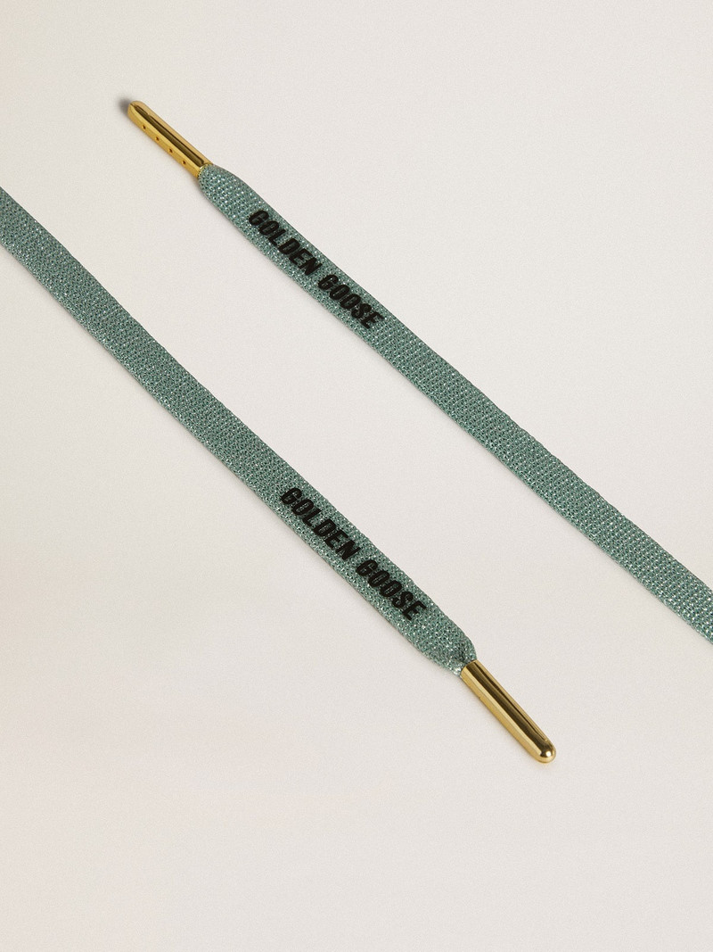 Gray Lurex laces with contrasting black logo - 1