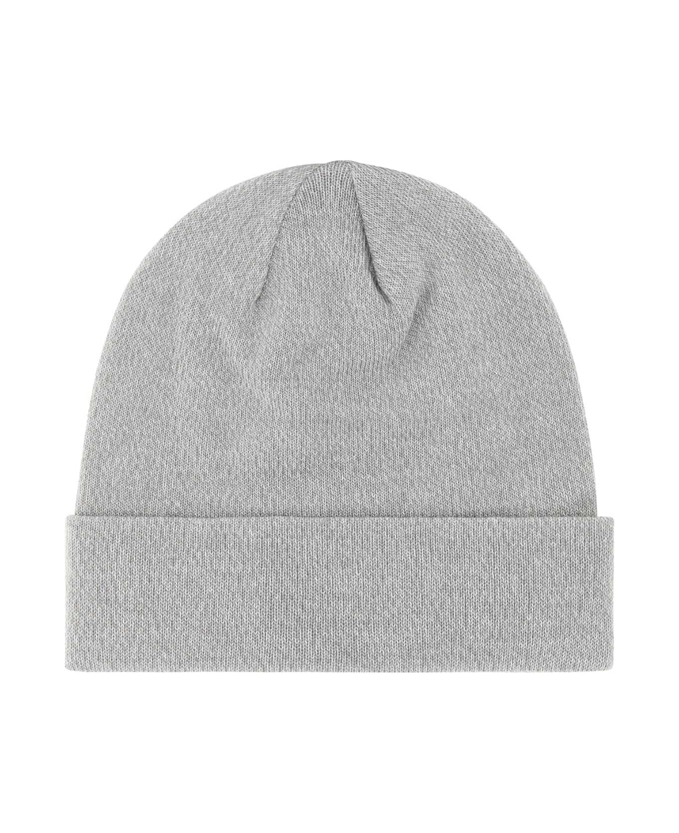 Melange Light Grey Stretch Polyester Blend Beanie Hat - 2