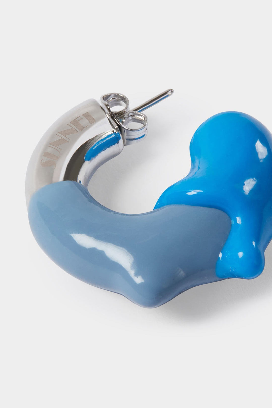 SAGE BLUE & BLUE RUBBERIZED SILVER SMALL EARRINGS - 2