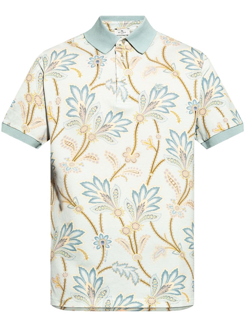 floral-print cotton polo shirt - 1