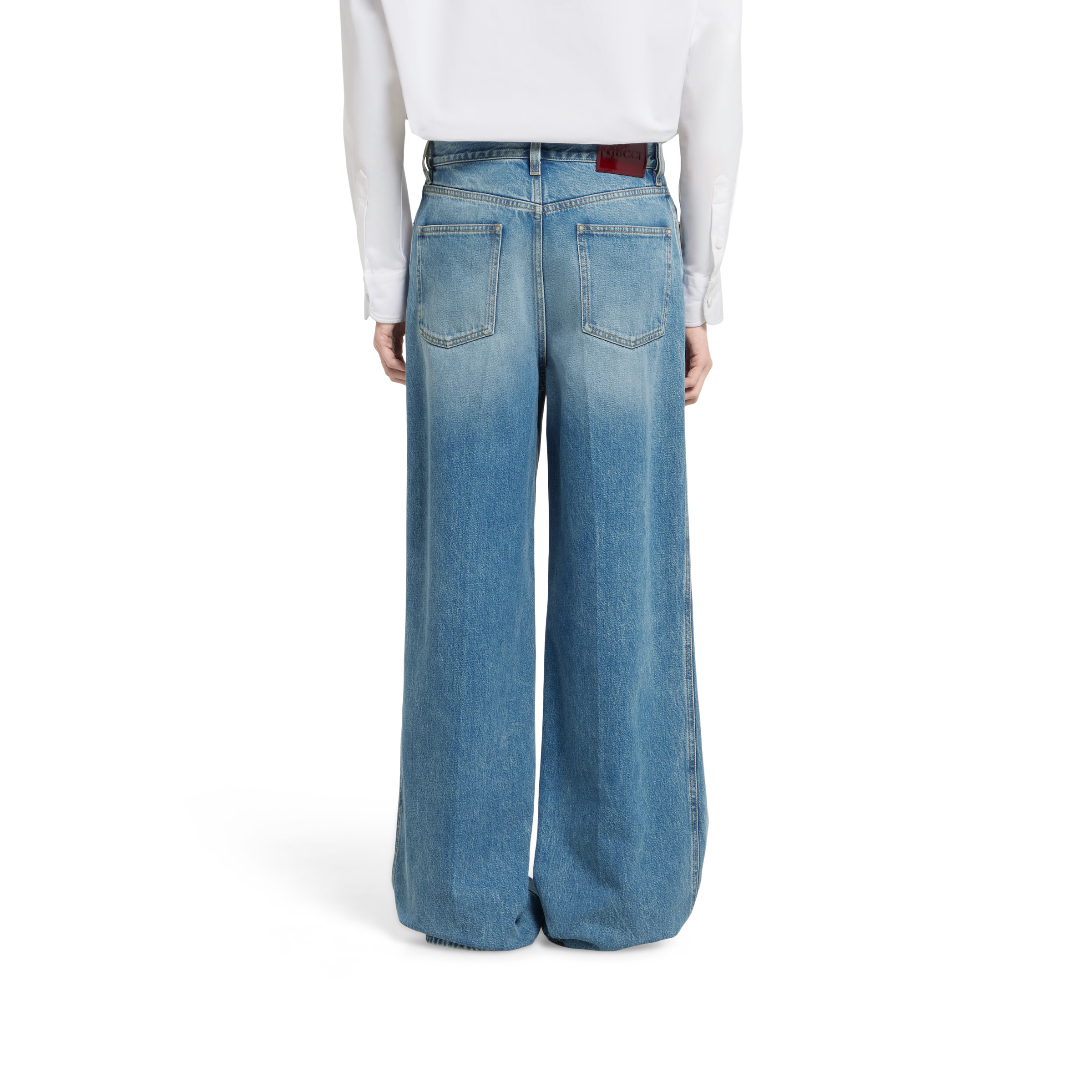 Wide leg denim pants - 4