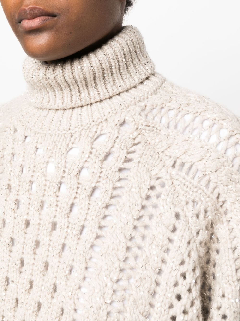 high-neck crochet-knit jumper - 5