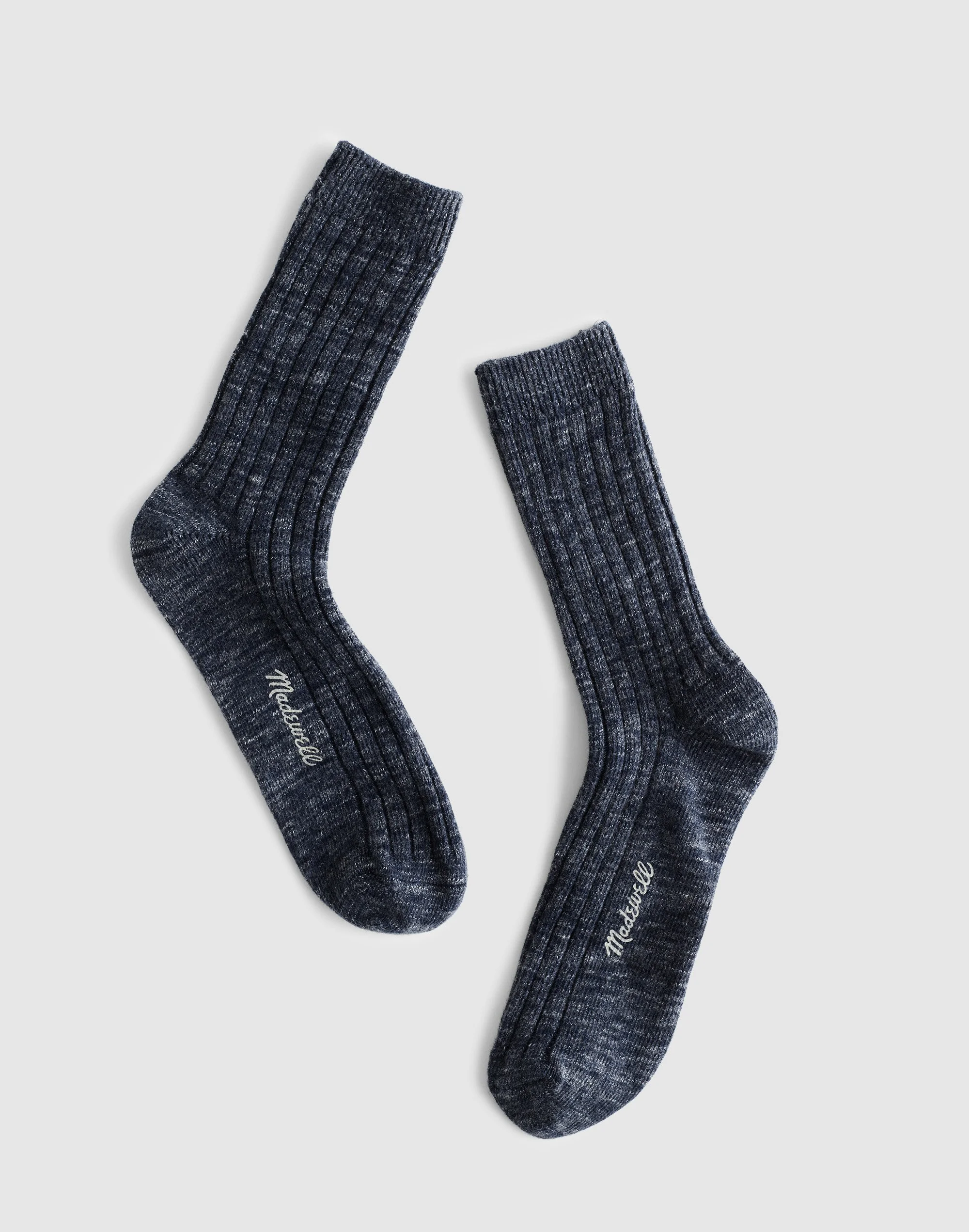 Ribbed Crew Socks in Cotton - 1