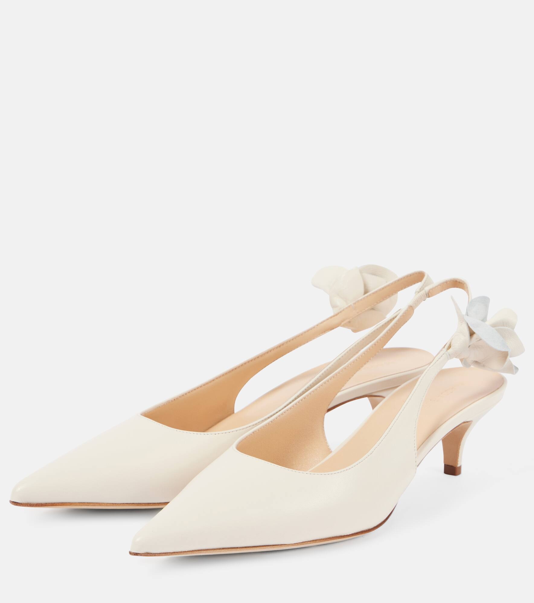 Bridal leather slingback pumps - 4