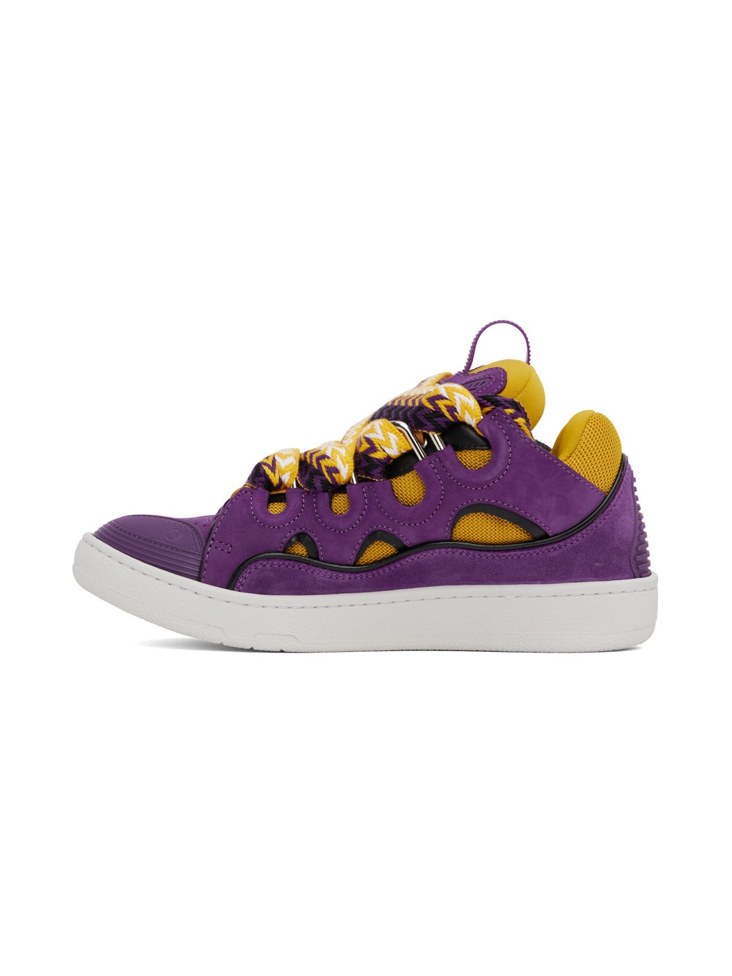 Purple & Yellow Leather Curb Sneakers - 3