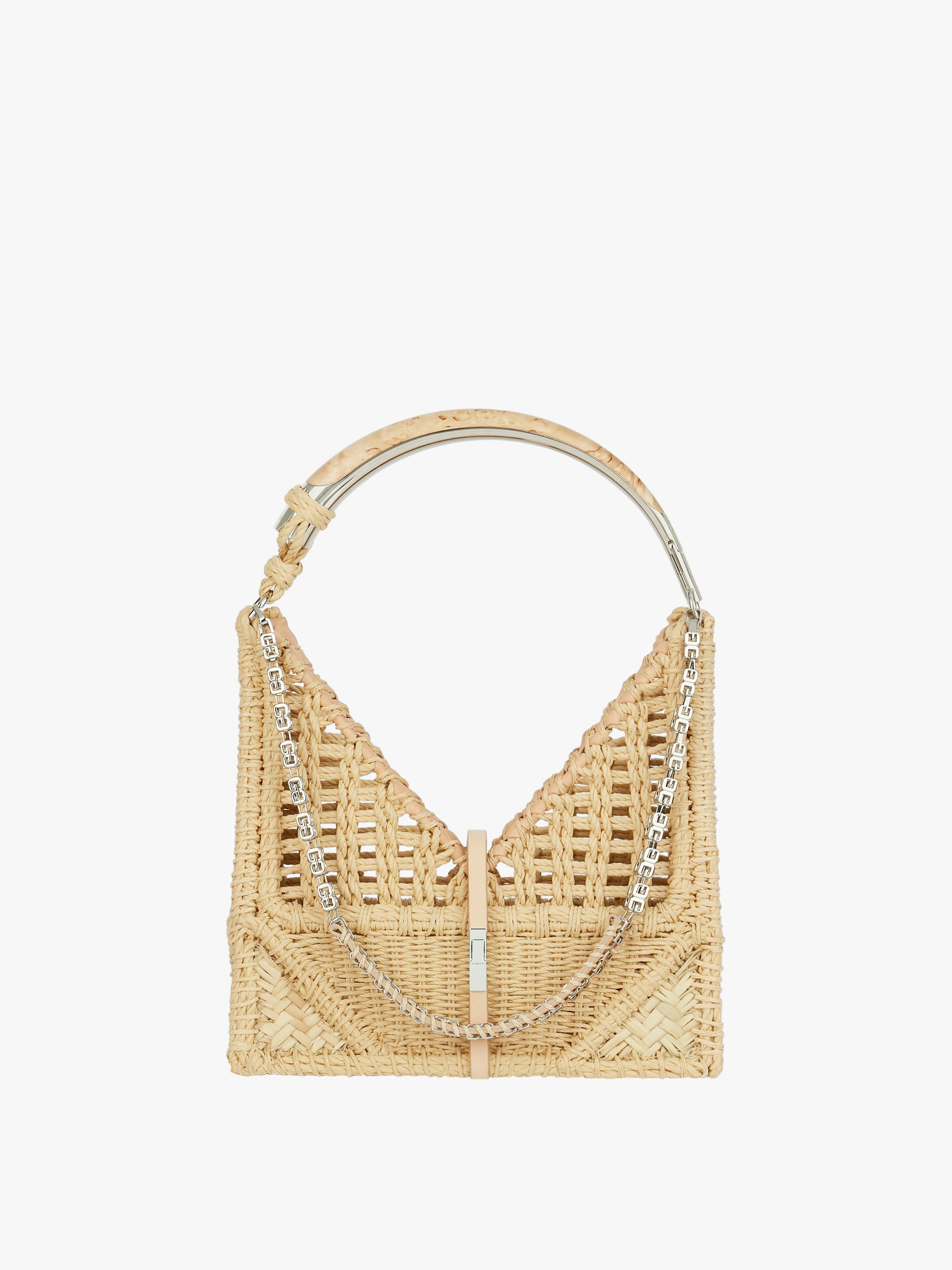 SMALL CUT OUT BAG IN BRAIDED RATTAN WITH CHAIN - 1