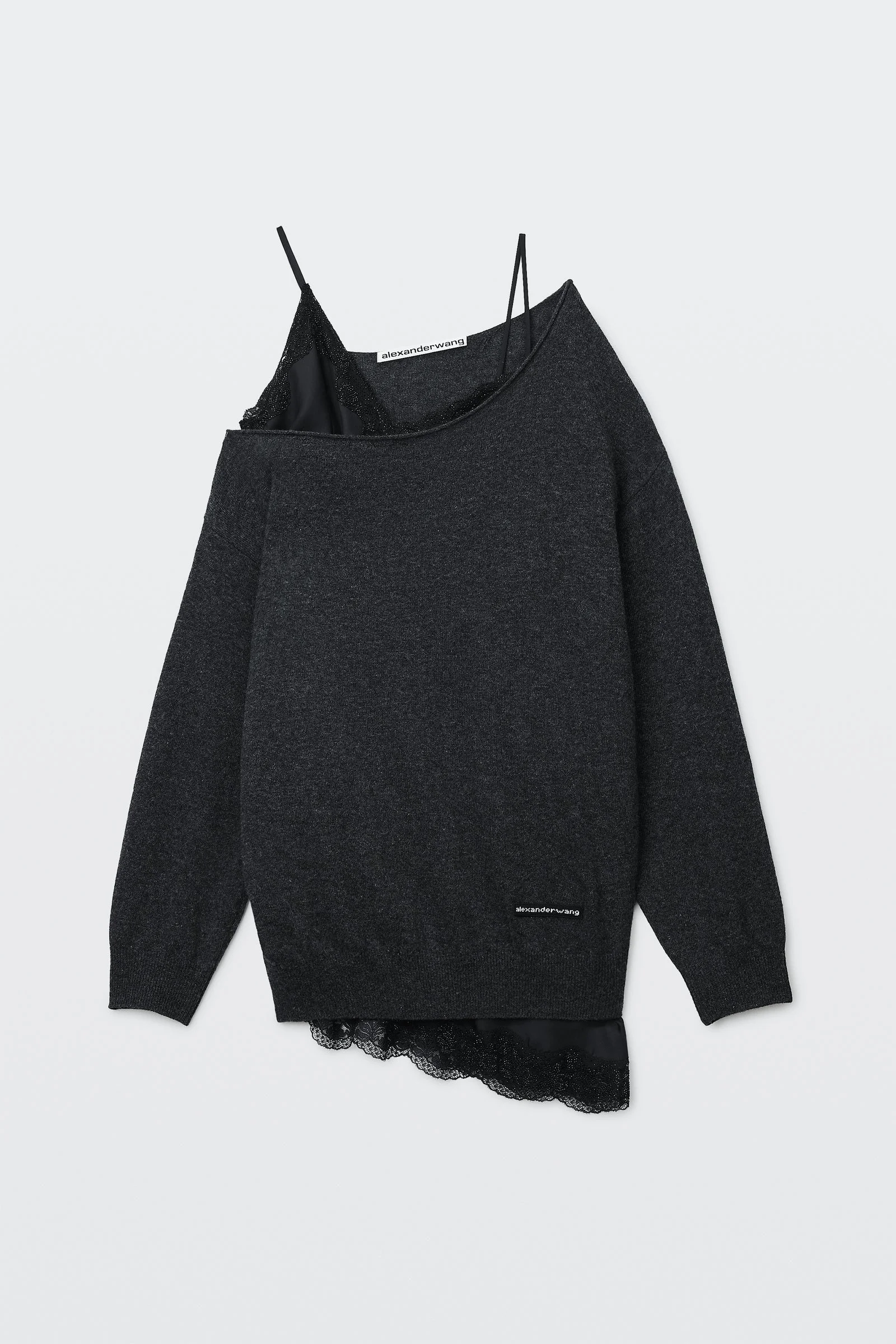 off-shoulder layered sweater dress - 1