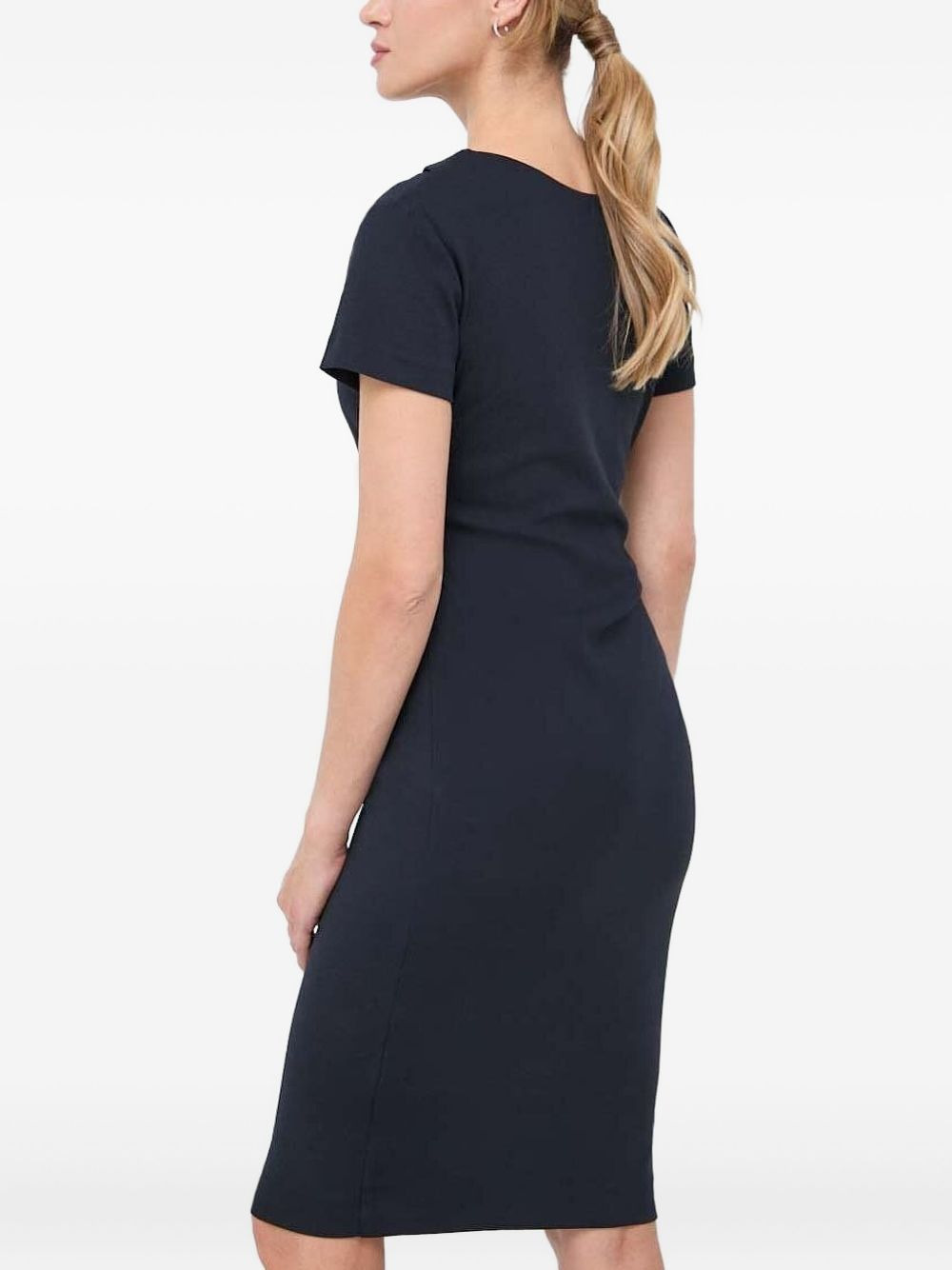draped short-sleeve midi dress - 2