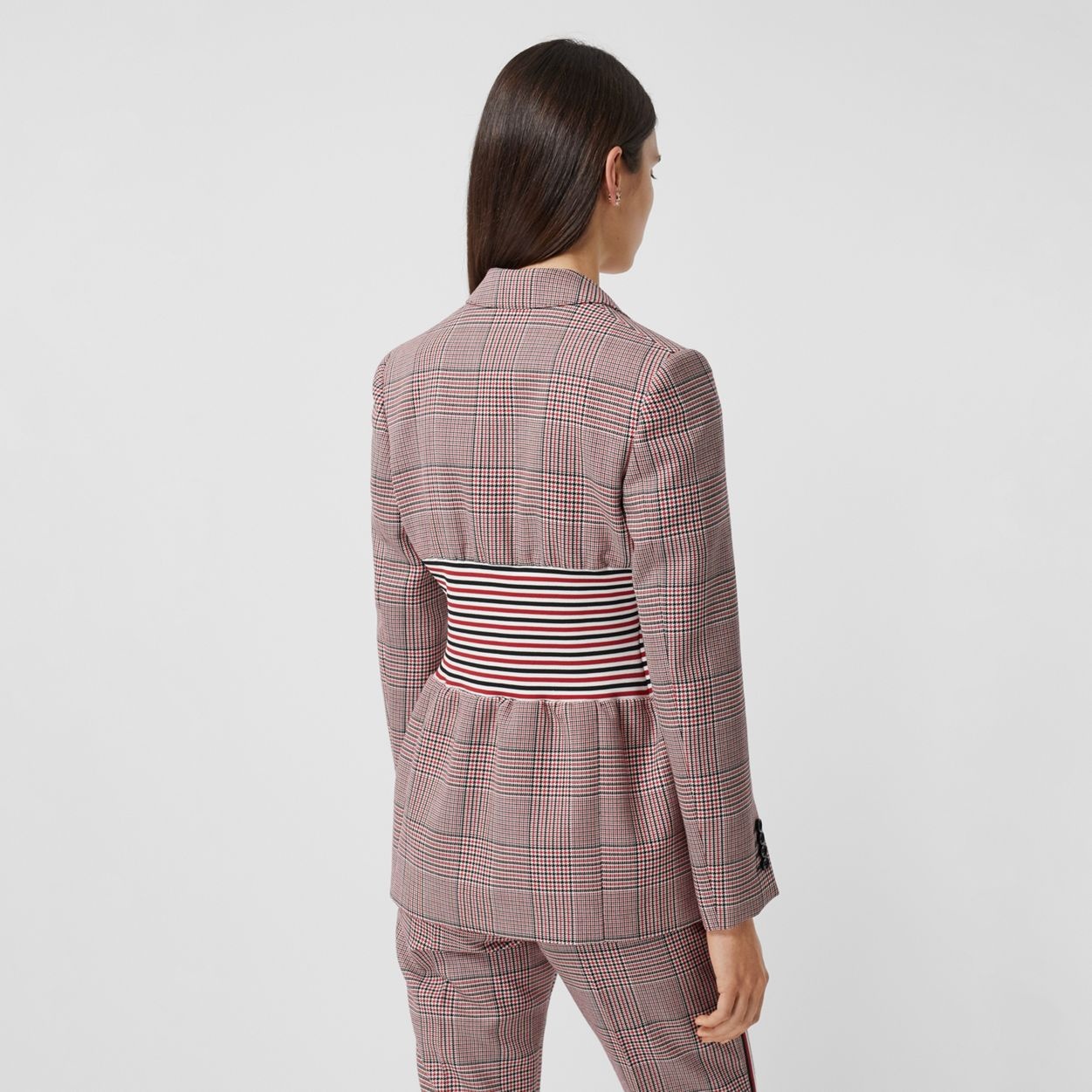 Knitted Panel Houndstooth Check Wool Jacket - 4