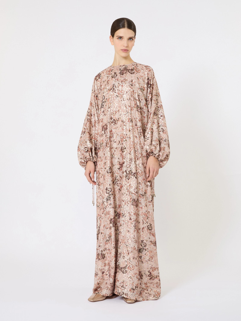 PASSO Long fil coupé and printed lamé dress - ROSE GOLD 3