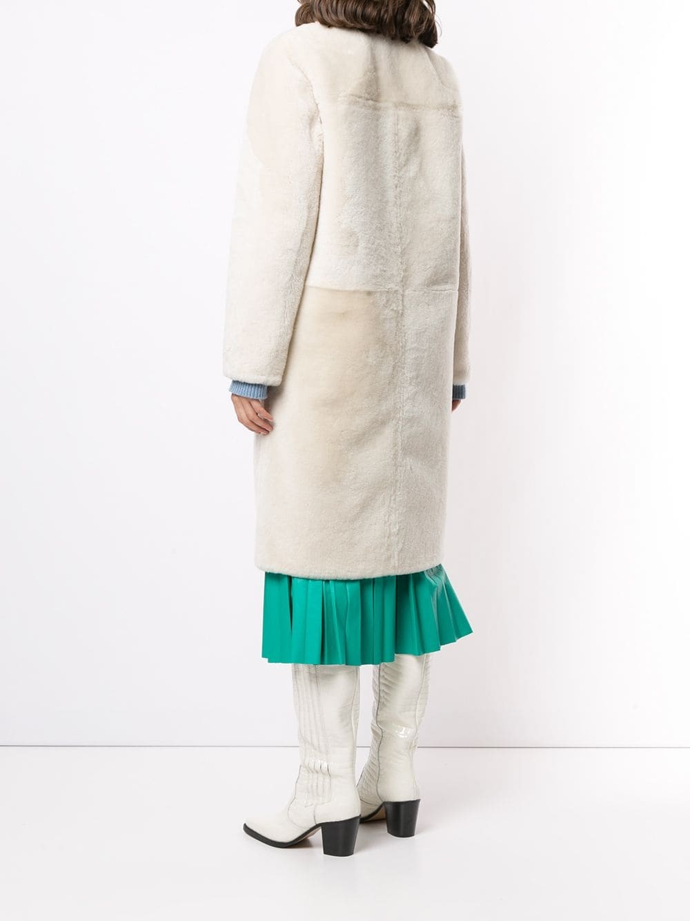 lamb-fur midi coat - 4