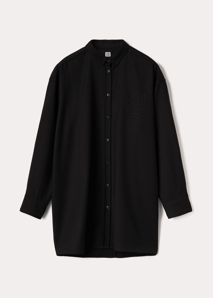 Long monogram wool shirt black - 1