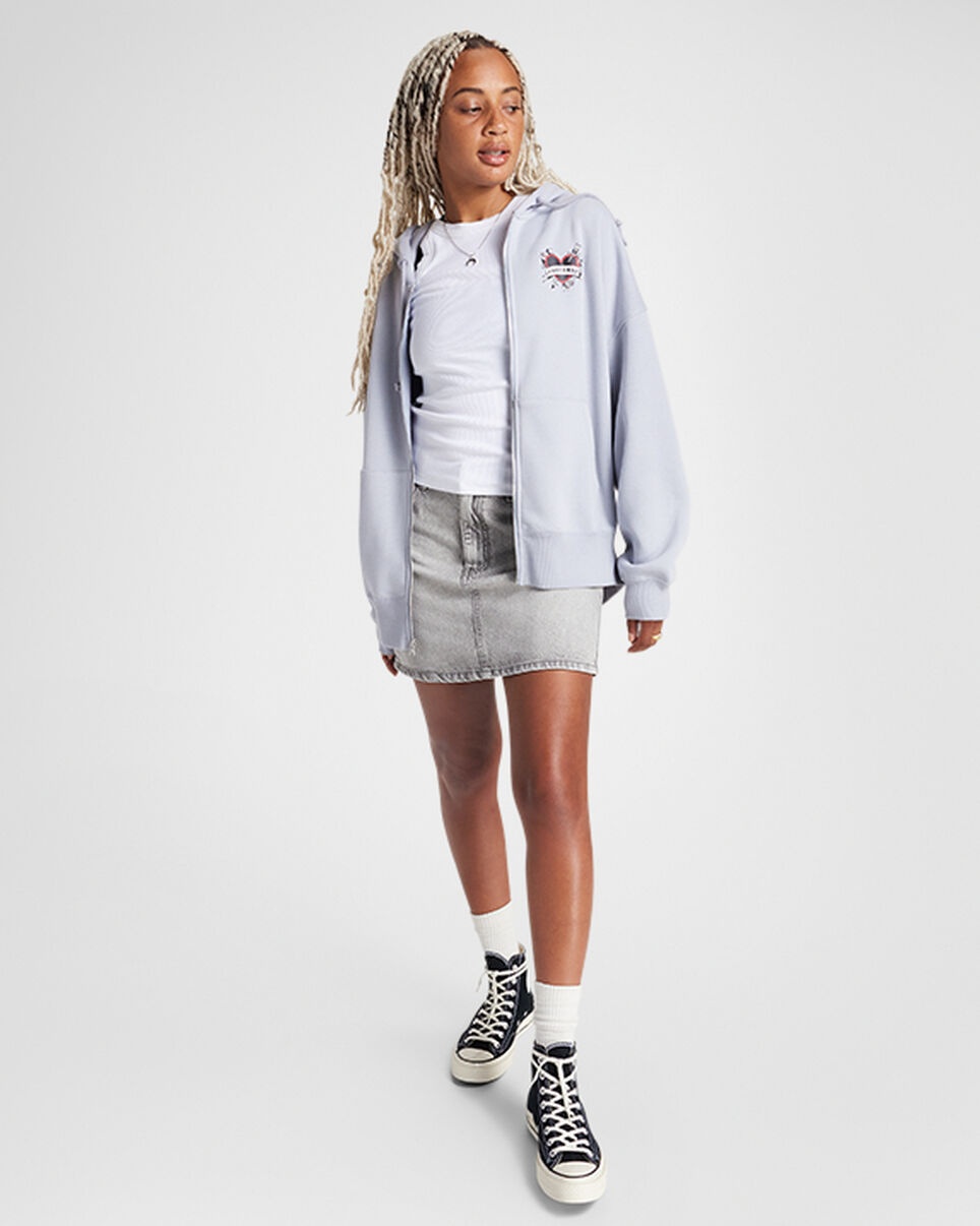 Heart Tattoo Full-Zip Oversized Hoodie - 2