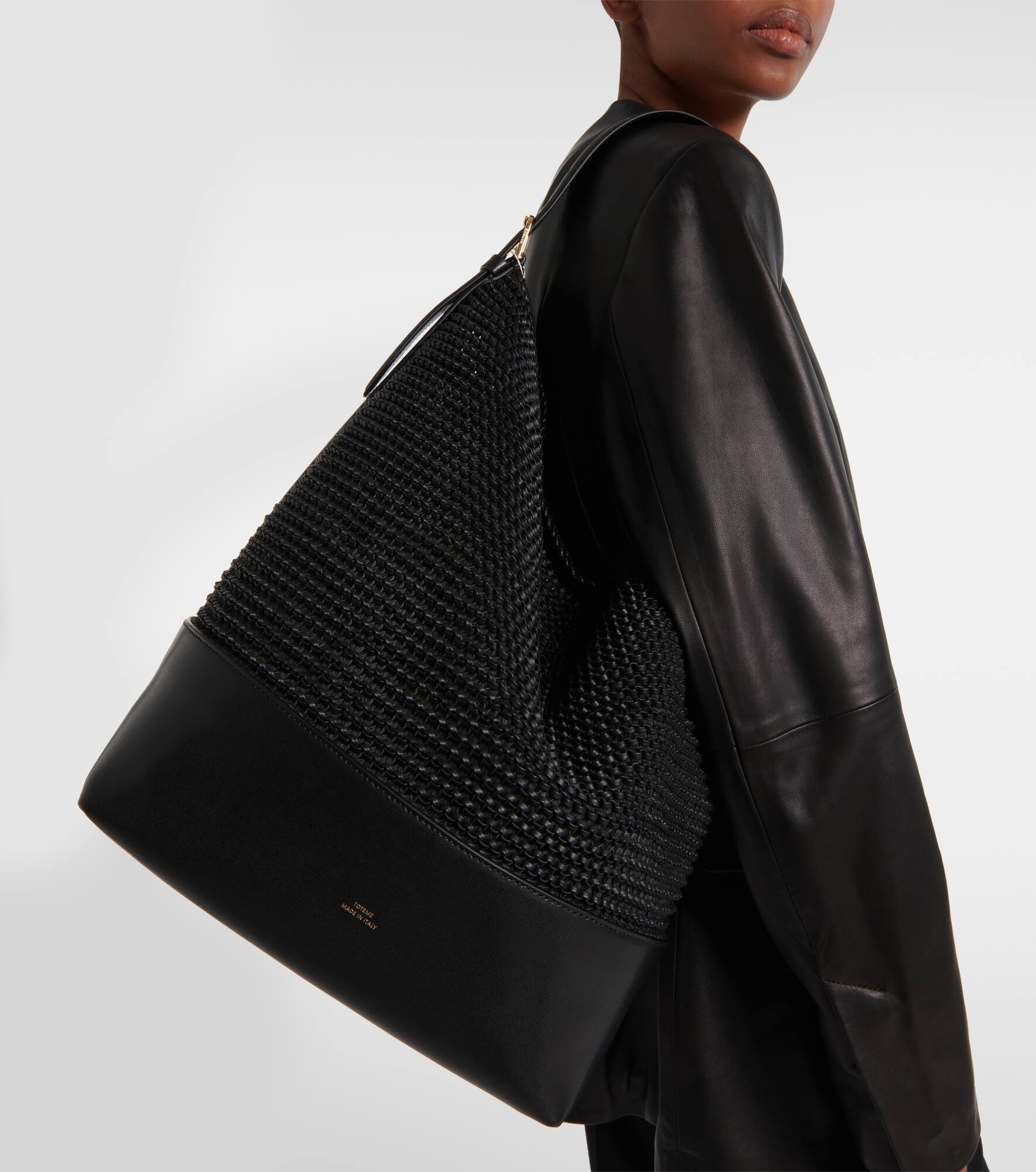 Belted woven leather tote bag - 2