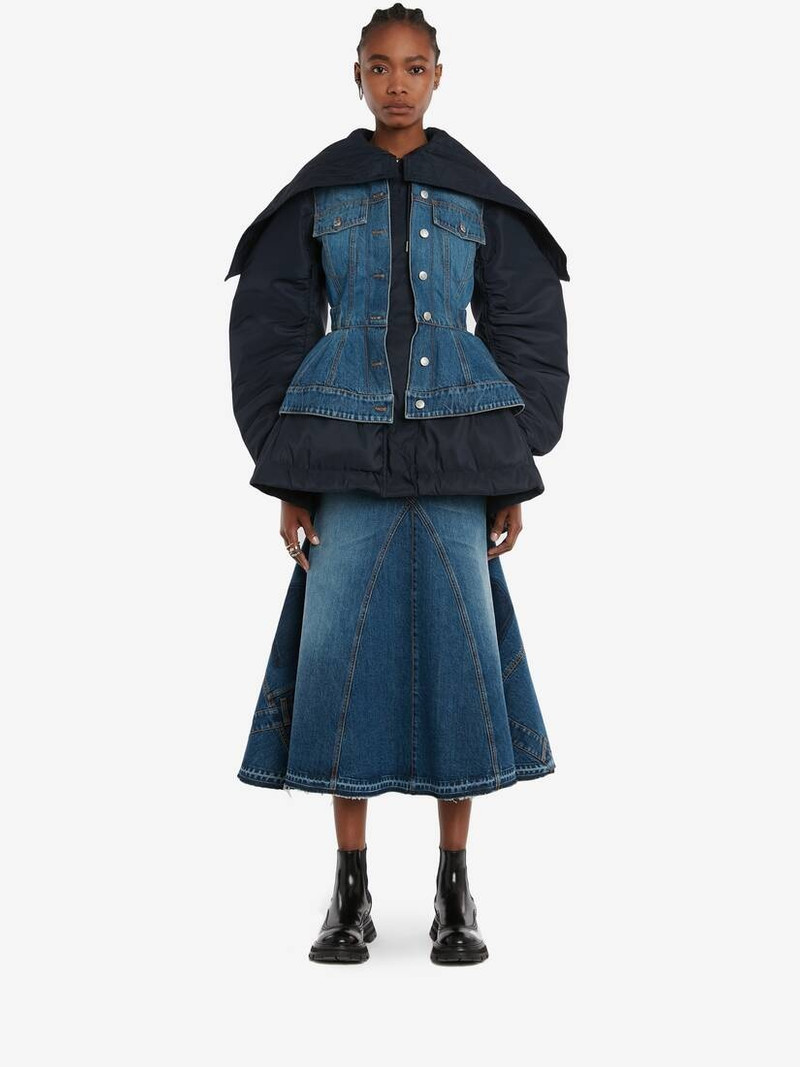 Alexander McQueen Parka Denim Jacket in Washed Blue outlook