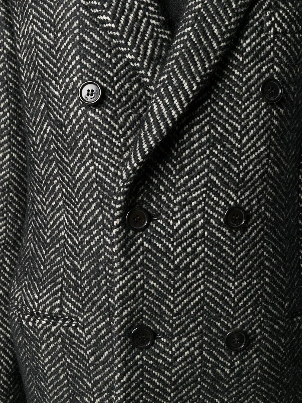 herringbone double-breasted coat - 5