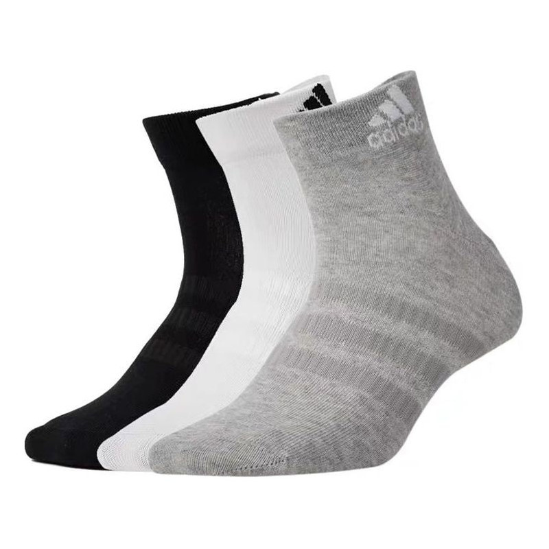 adidas Breathable Sports Short Basketball Socks Black/White/Grey DZ9434 1