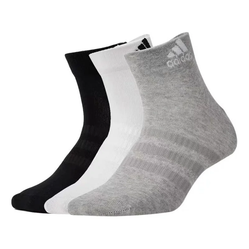 adidas Breathable Sports Short Basketball Socks Black/White/Grey DZ9434 - 1