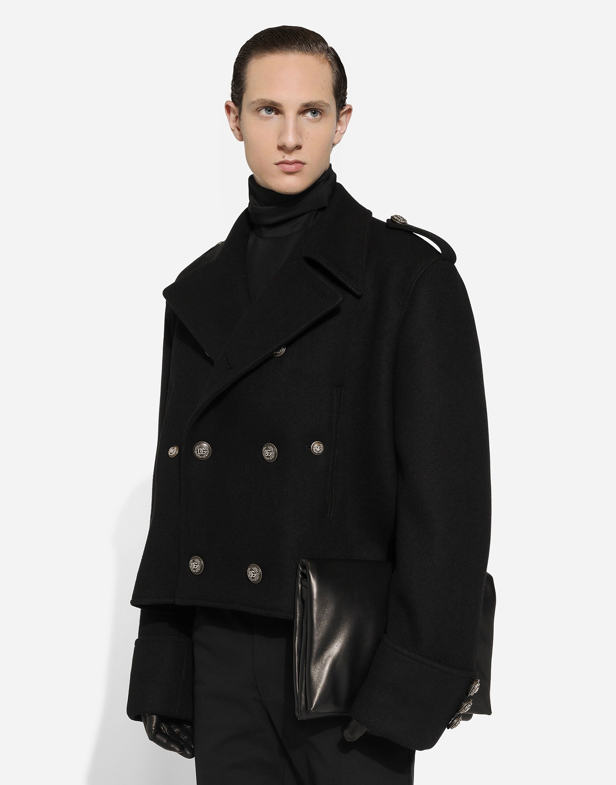 Short wool military-style coat - 4