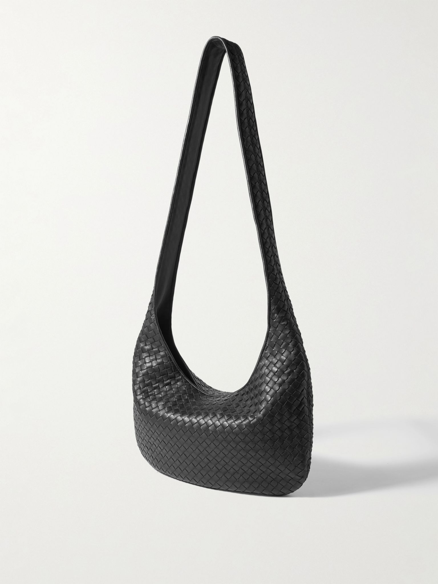 Intrecciato Leather Messenger Bag Black - 3