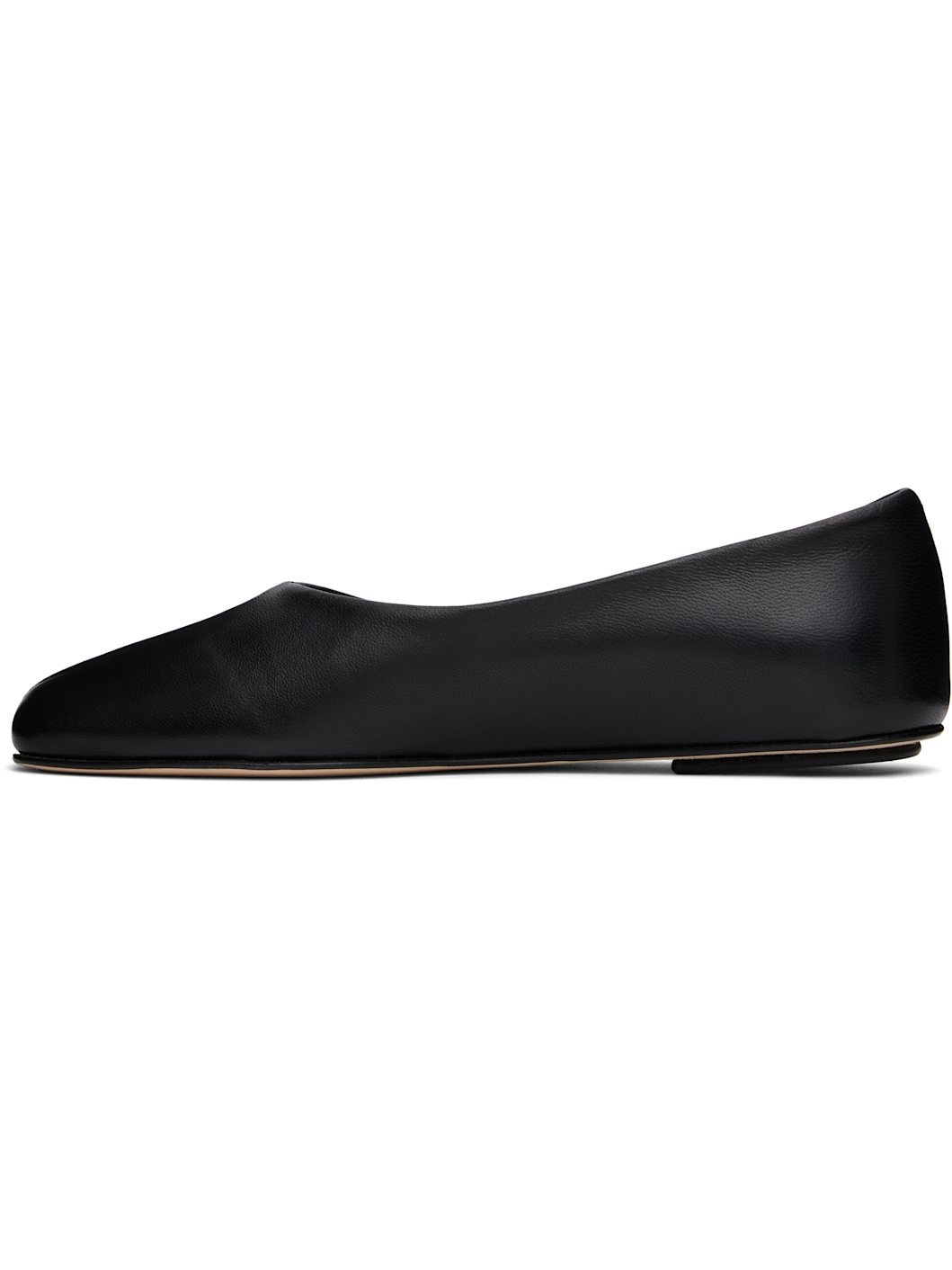 Black Nappa Leather Ballerina Flats - 3